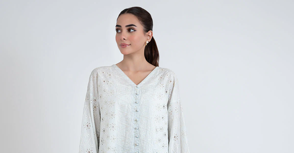 Embroidered Lawn Tunic Shirt - Image 9