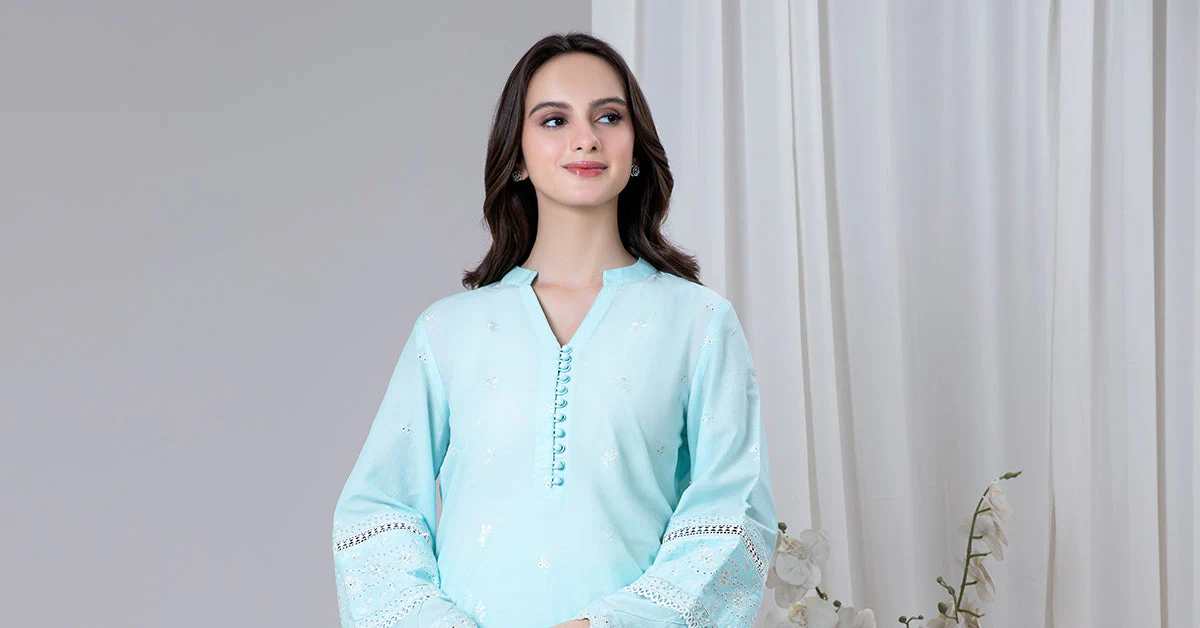 Embroidered Lawn Kurta - Image 6