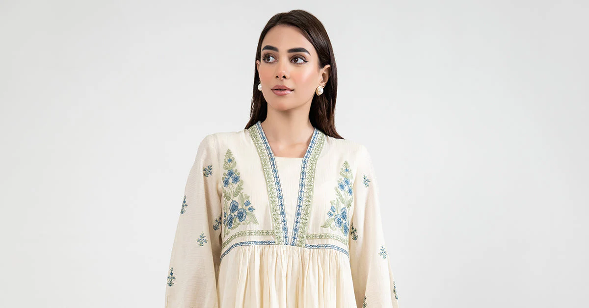 Dyed Dobby Lawn Dress - Image 8