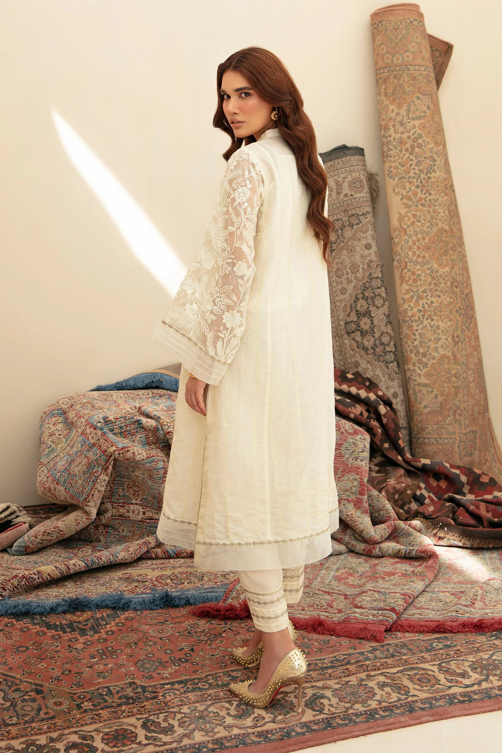 2 Pc Embroidered Raw Silk Suit - Image 5