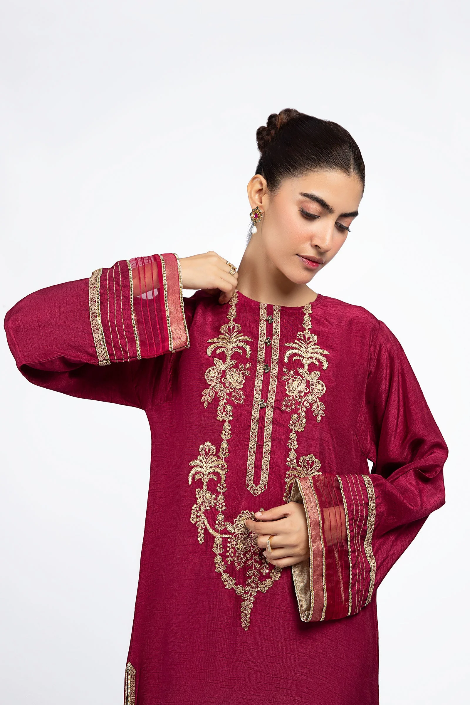 Embroidered Raw Silk Shirt | MB-F23-402 - Image 2