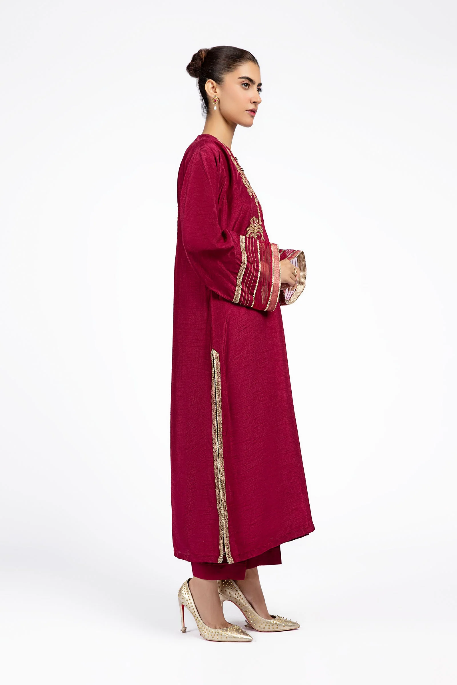 Embroidered Raw Silk Shirt | MB-F23-402 - Image 3