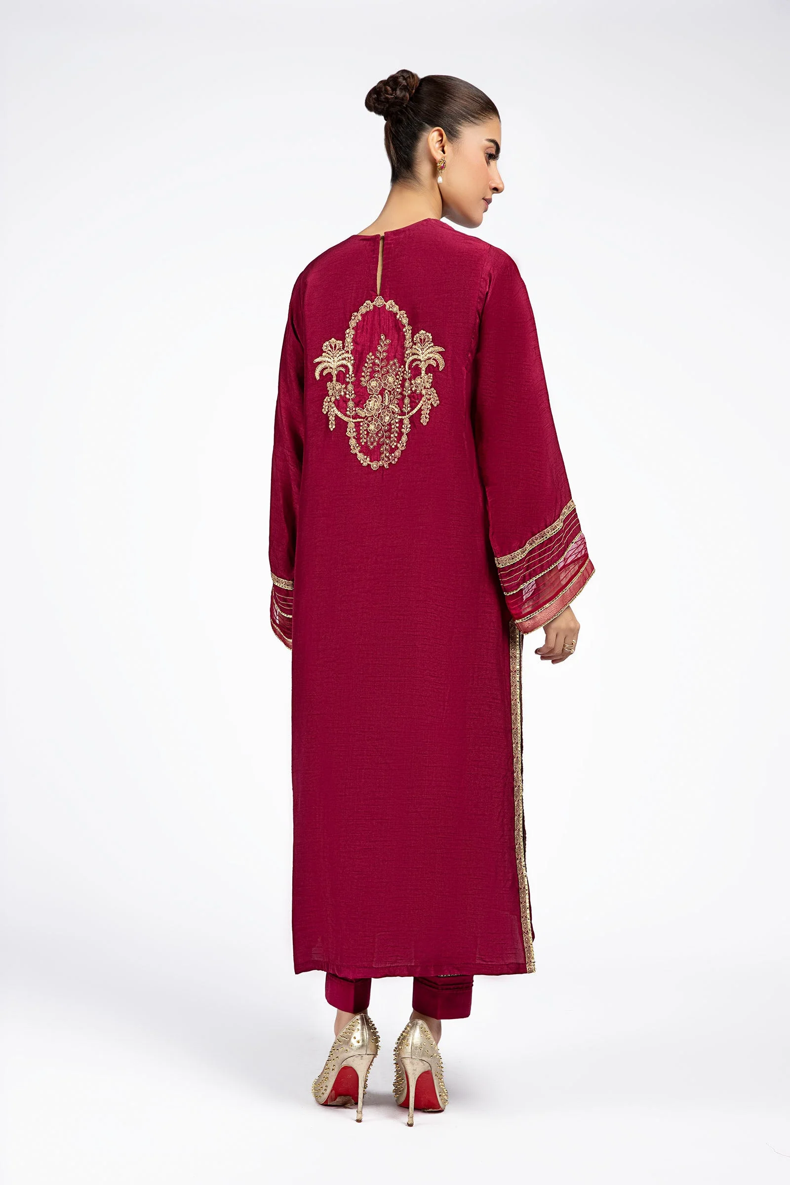 Embroidered Raw Silk Shirt | MB-F23-402 - Image 4