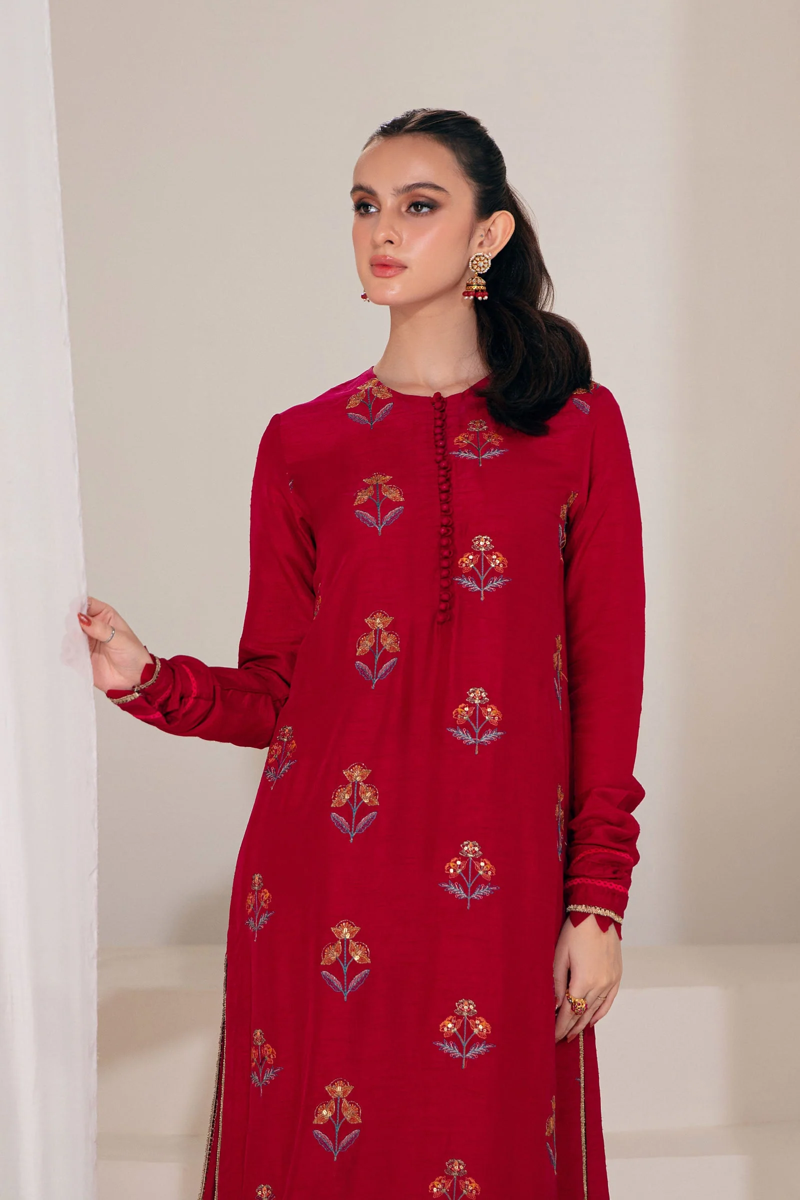 2 Pc Embroidered Raw Silk Suit | MB-F23-405 - Image 2
