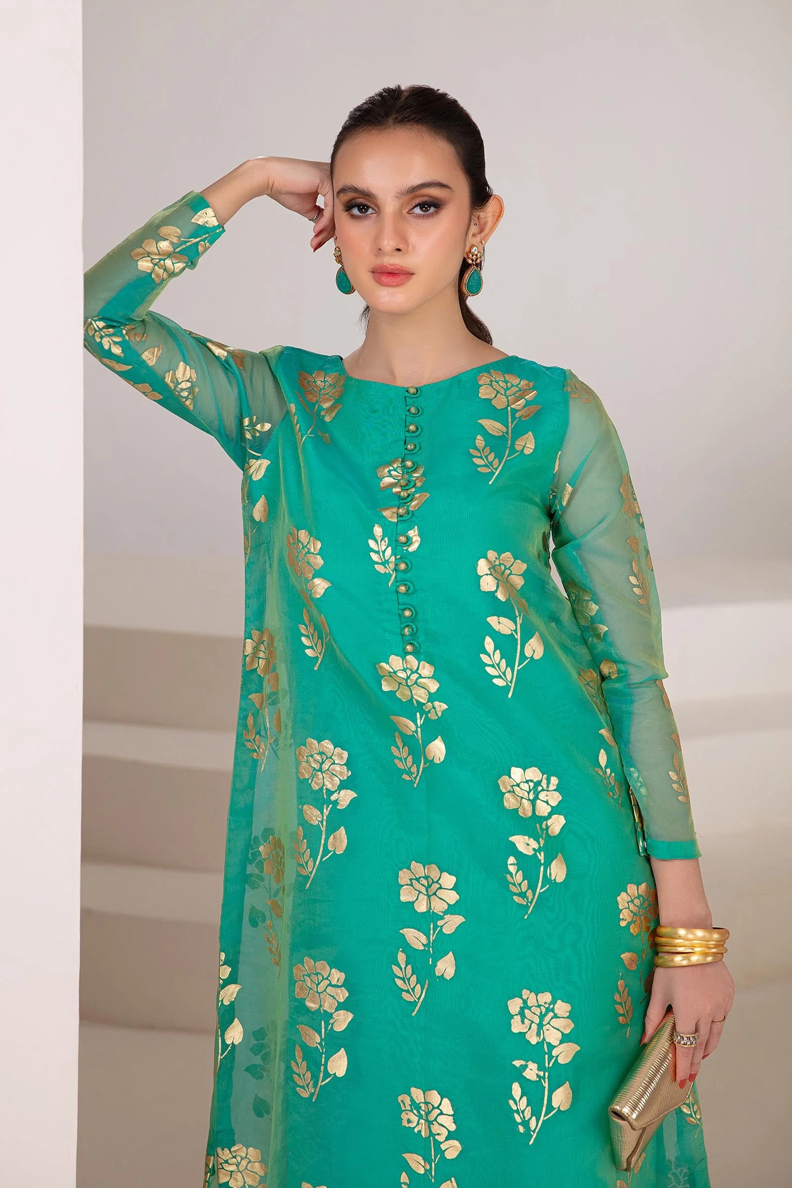 2 Pc Printed Organza Suit | MB-F23-409 - Image 2