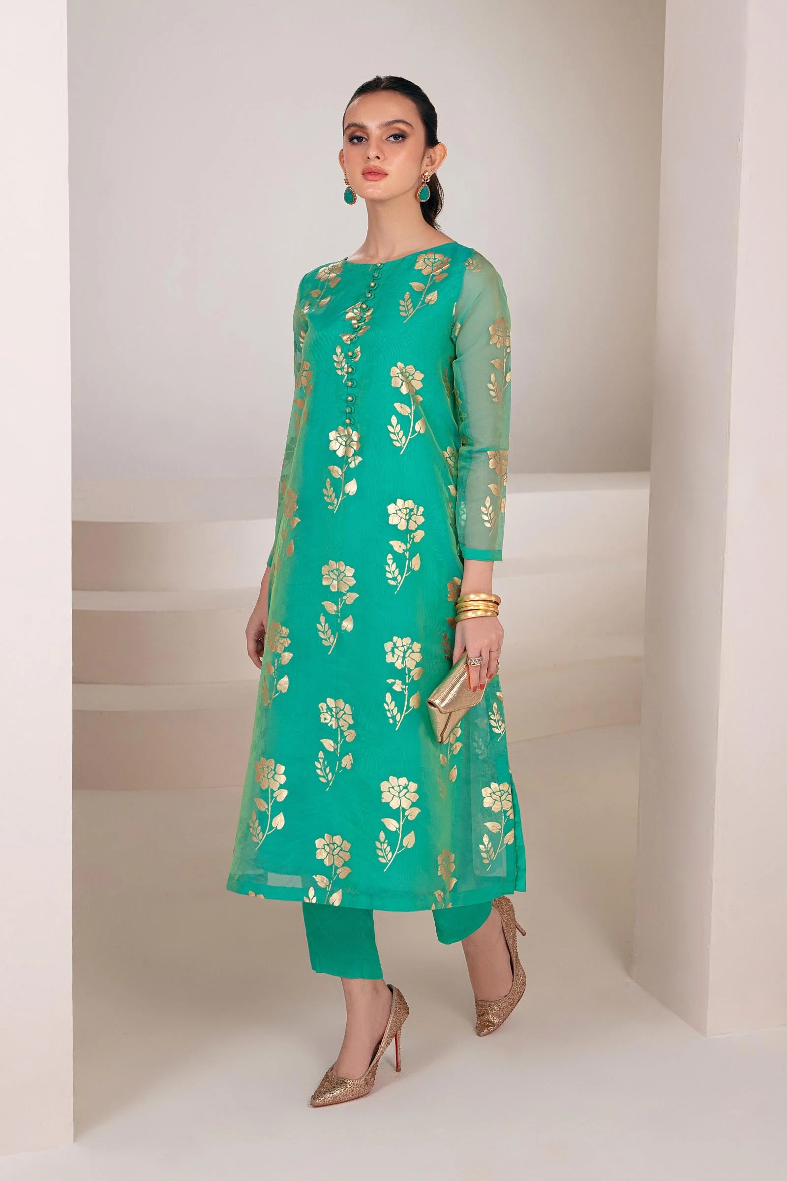 2 Pc Printed Organza Suit | MB-F23-409 - Image 3