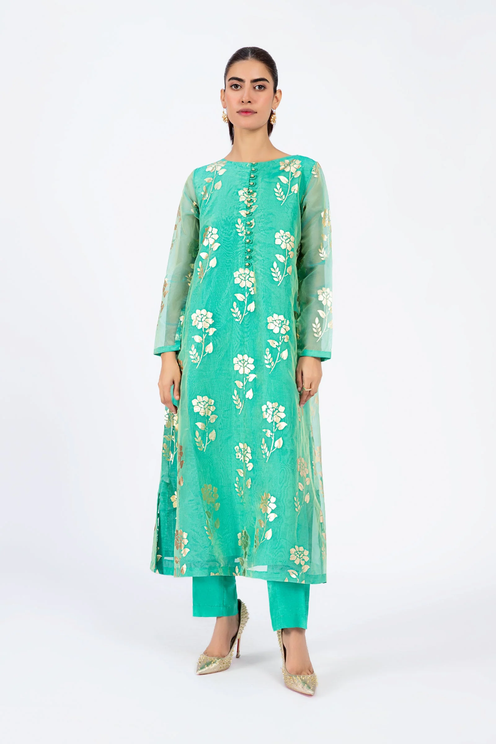 2 Pc Printed Organza Suit | MB-F23-409 - Image 4