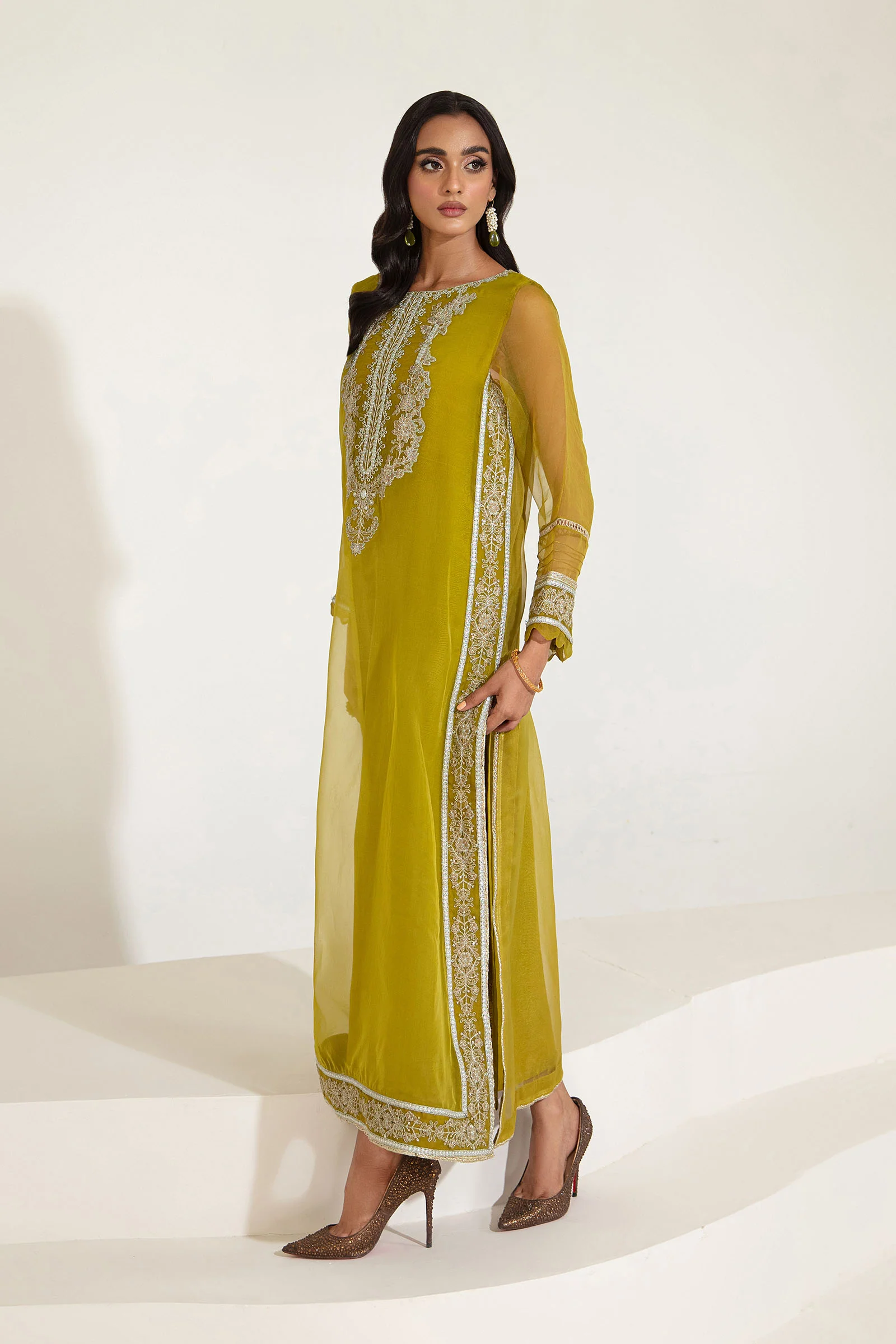 2 Pc Embroidered Raw Silk Suit | MB-F23-410 - Image 3