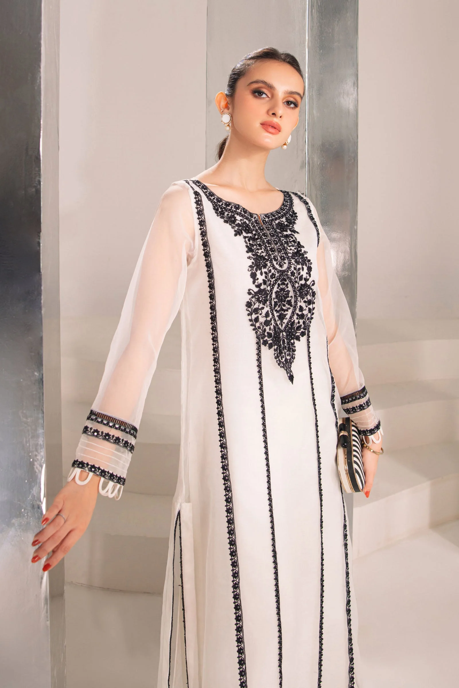 2 Pc Embroidered Raw Silk Suit | MB-F23-411 - Image 3