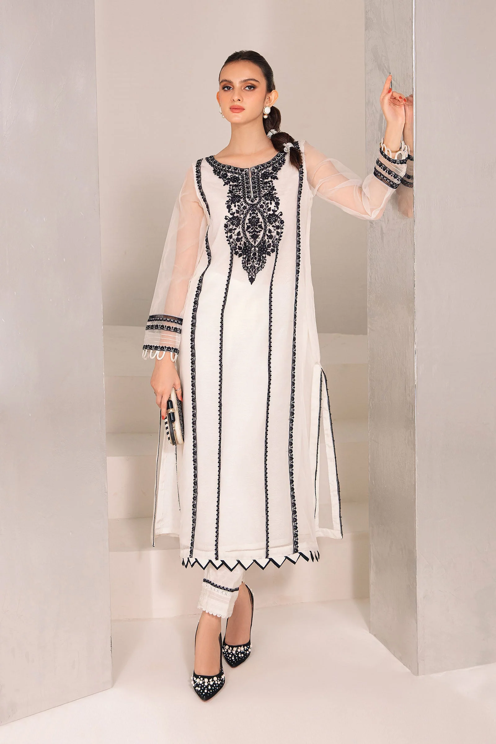 2 Pc Embroidered Raw Silk Suit | MB-F23-411 - Image 5