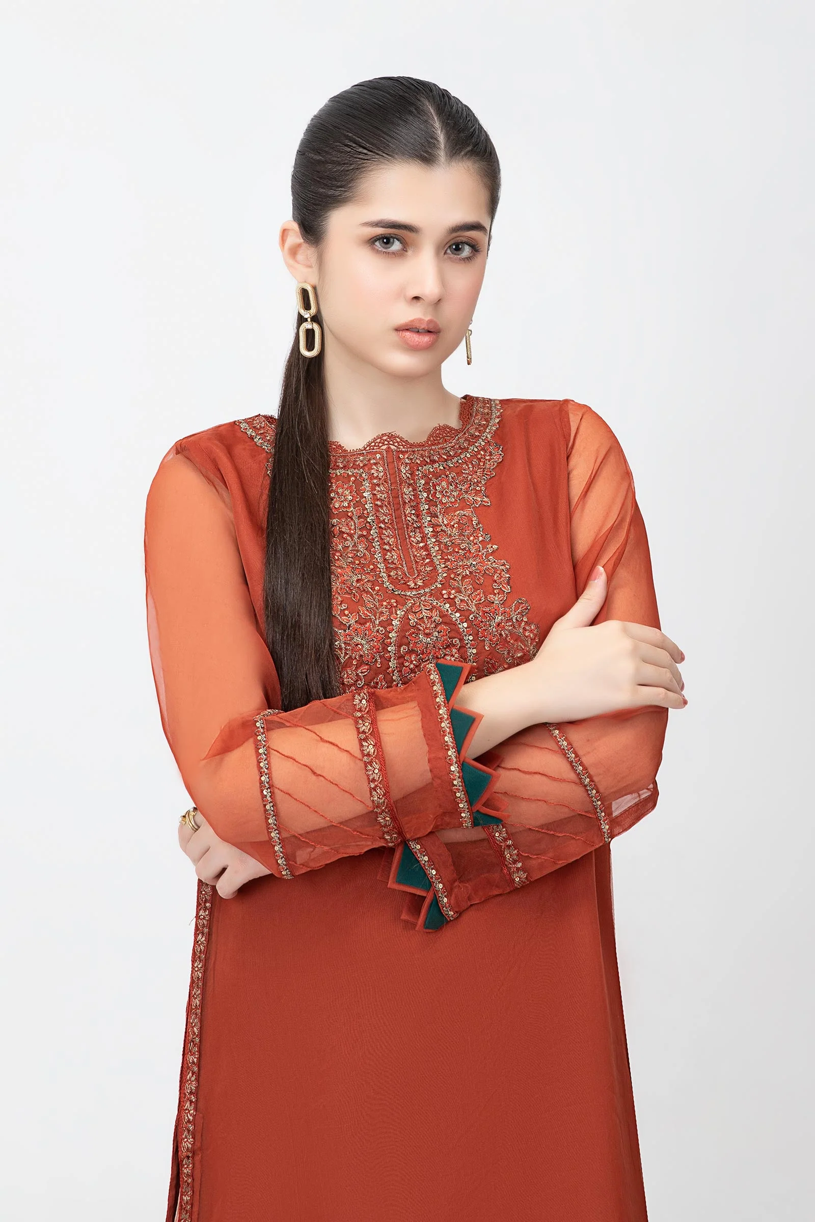 2 Pc Embroidered Raw Silk Suit | MB-F23-412 - Image 2