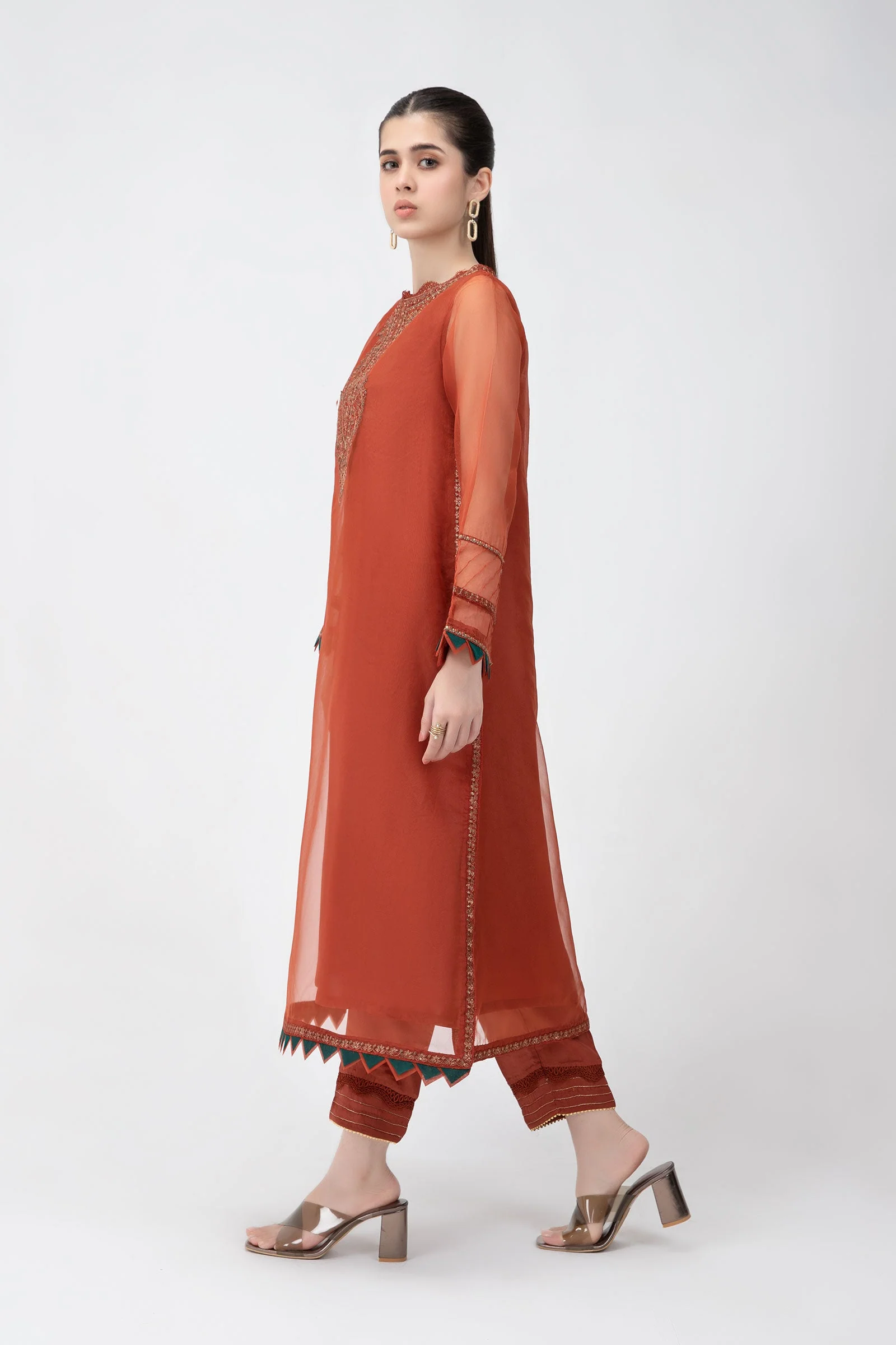 2 Pc Embroidered Raw Silk Suit | MB-F23-412 - Image 3
