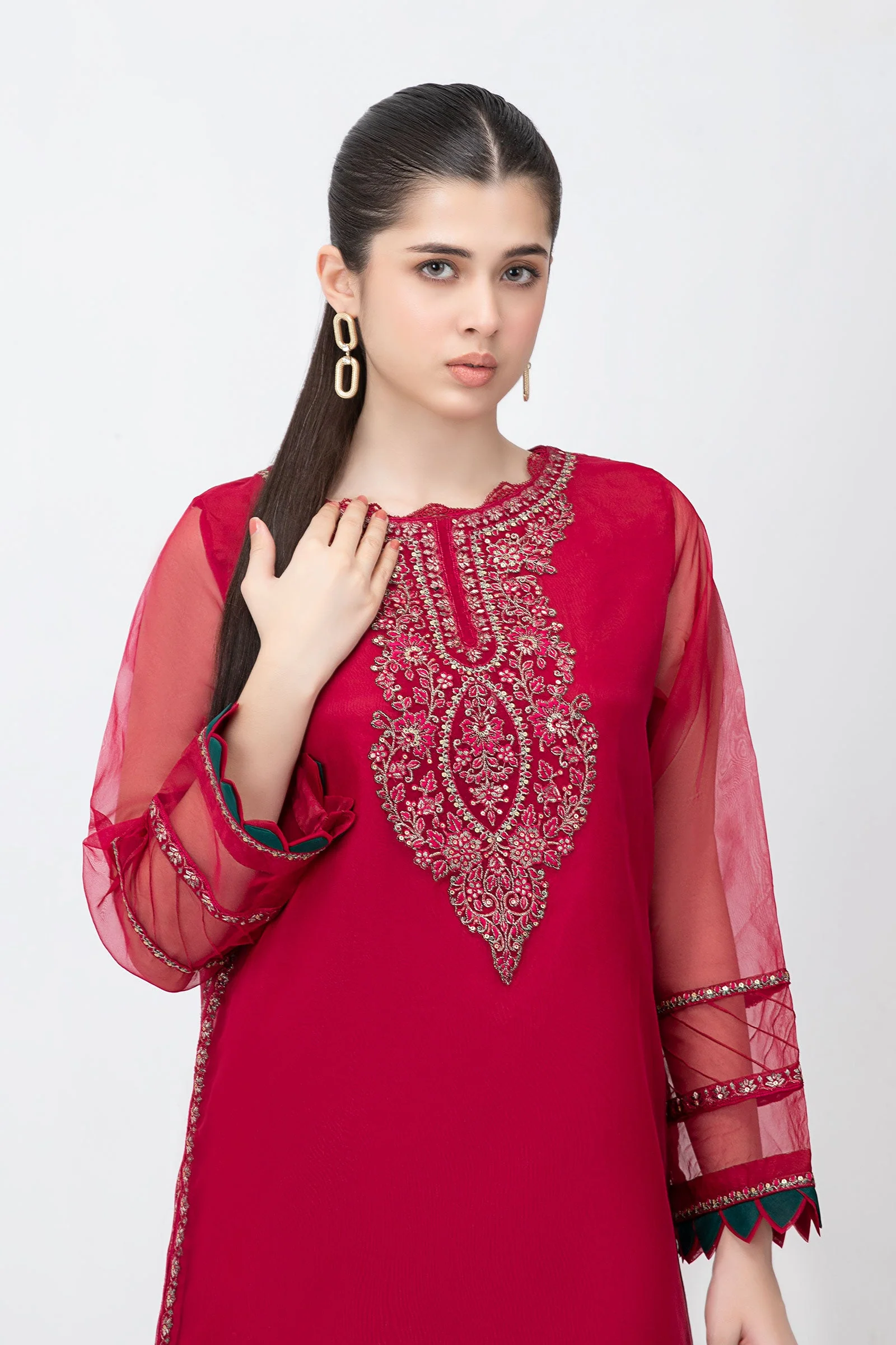 2 Pc Embroidered Raw Silk Suit | MB-F23-412 - Image 2