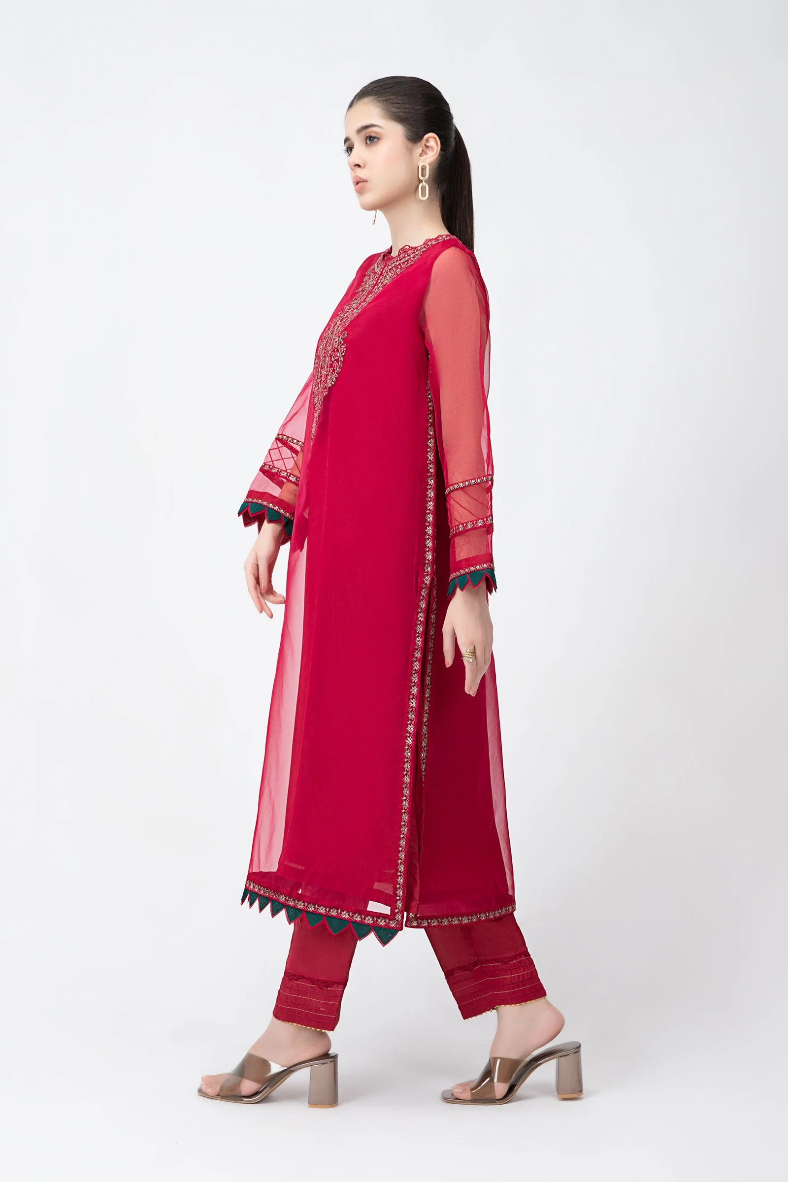 2 Pc Embroidered Raw Silk Suit | MB-F23-412 - Image 3