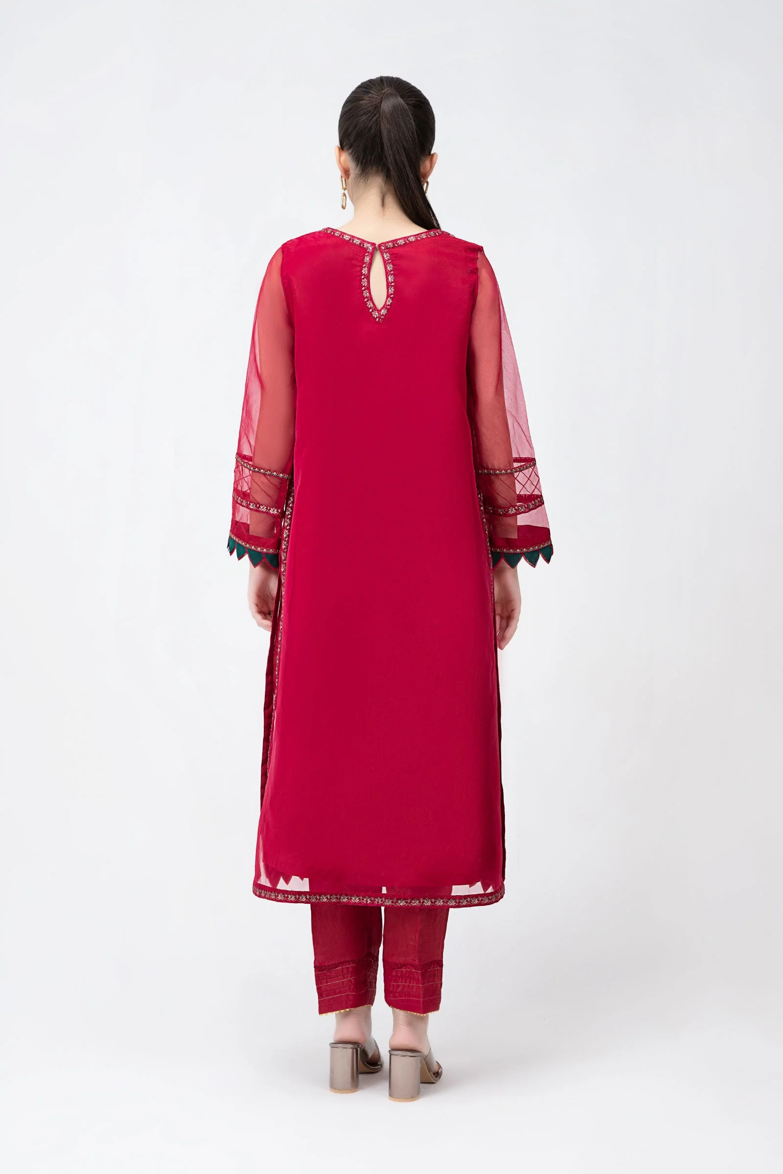 2 Pc Embroidered Raw Silk Suit | MB-F23-412 - Image 4