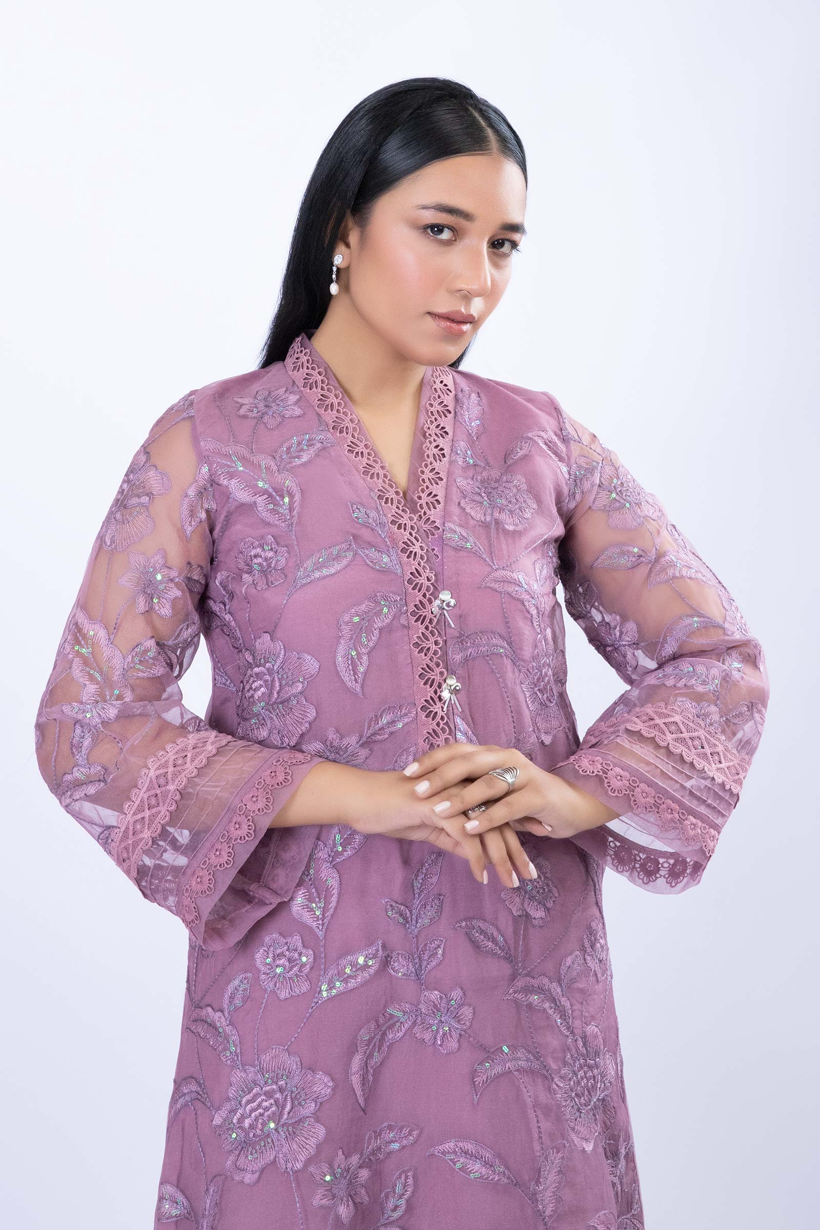 Embroidered Organza Shirt | MB-F23-413 - Image 2
