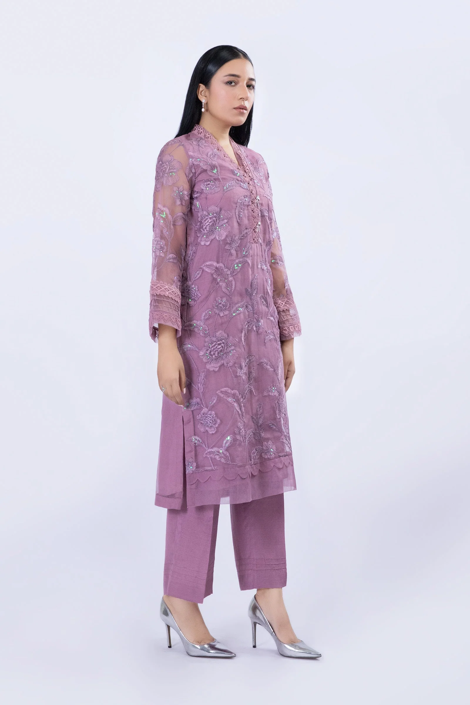 Embroidered Organza Shirt | MB-F23-413 - Image 3