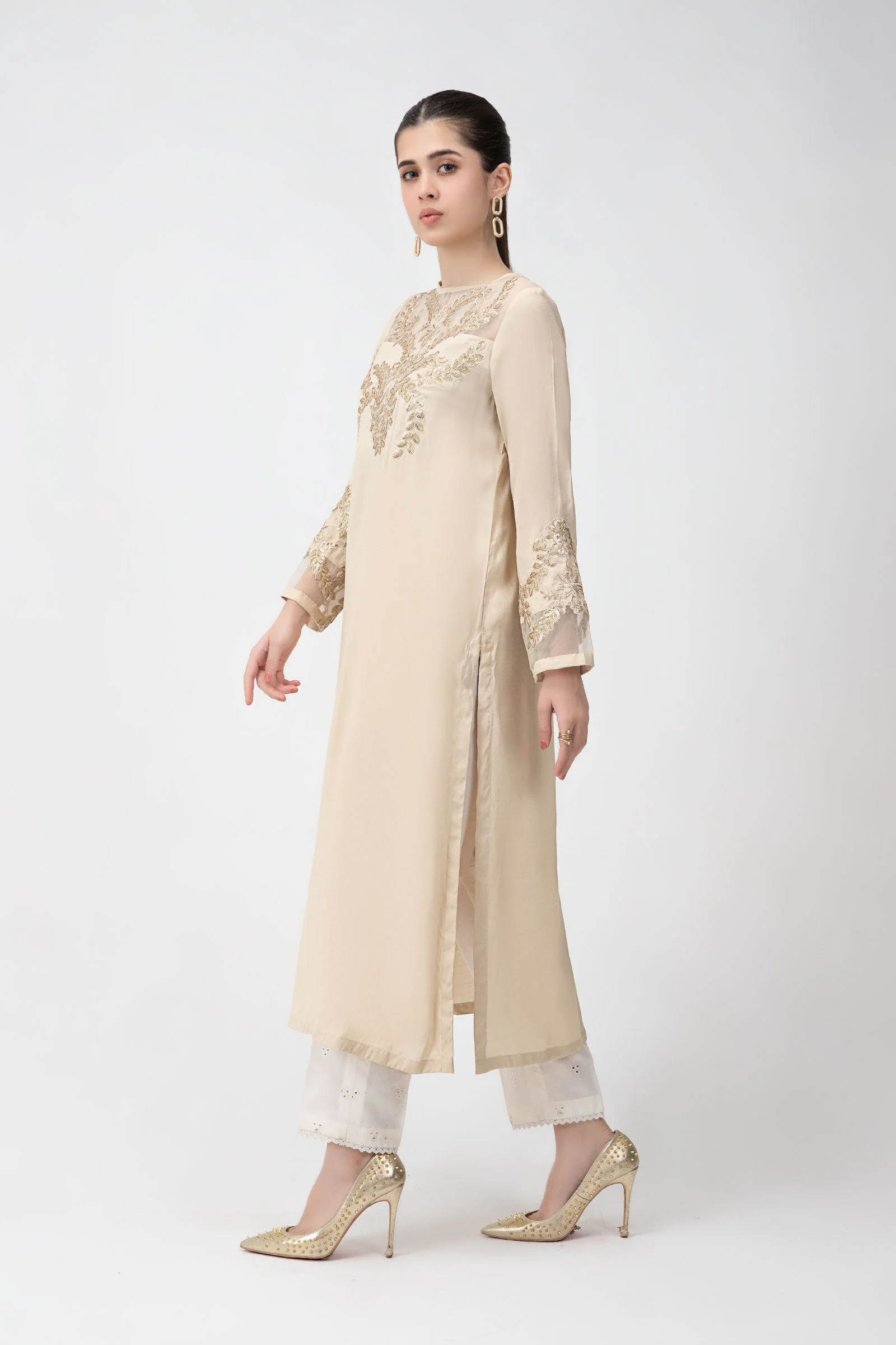Embroidered Raw Silk Shirt | MB-F23-416 - Image 4