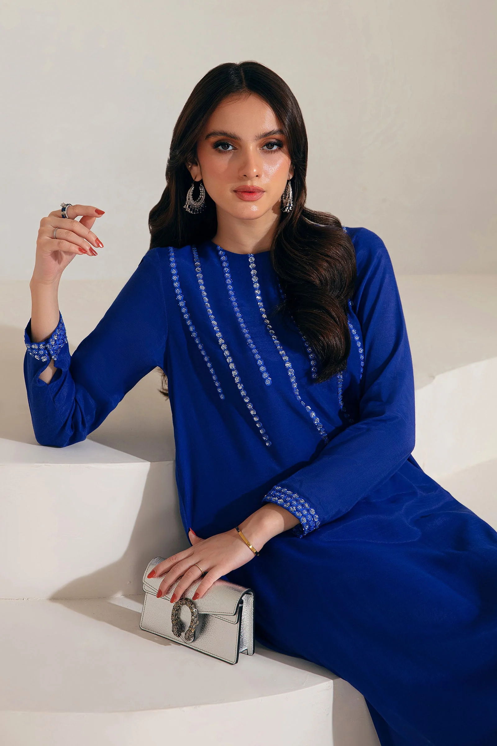2 Pc Embroidered Raw Silk Suit | MB-F23-417 - Image 2