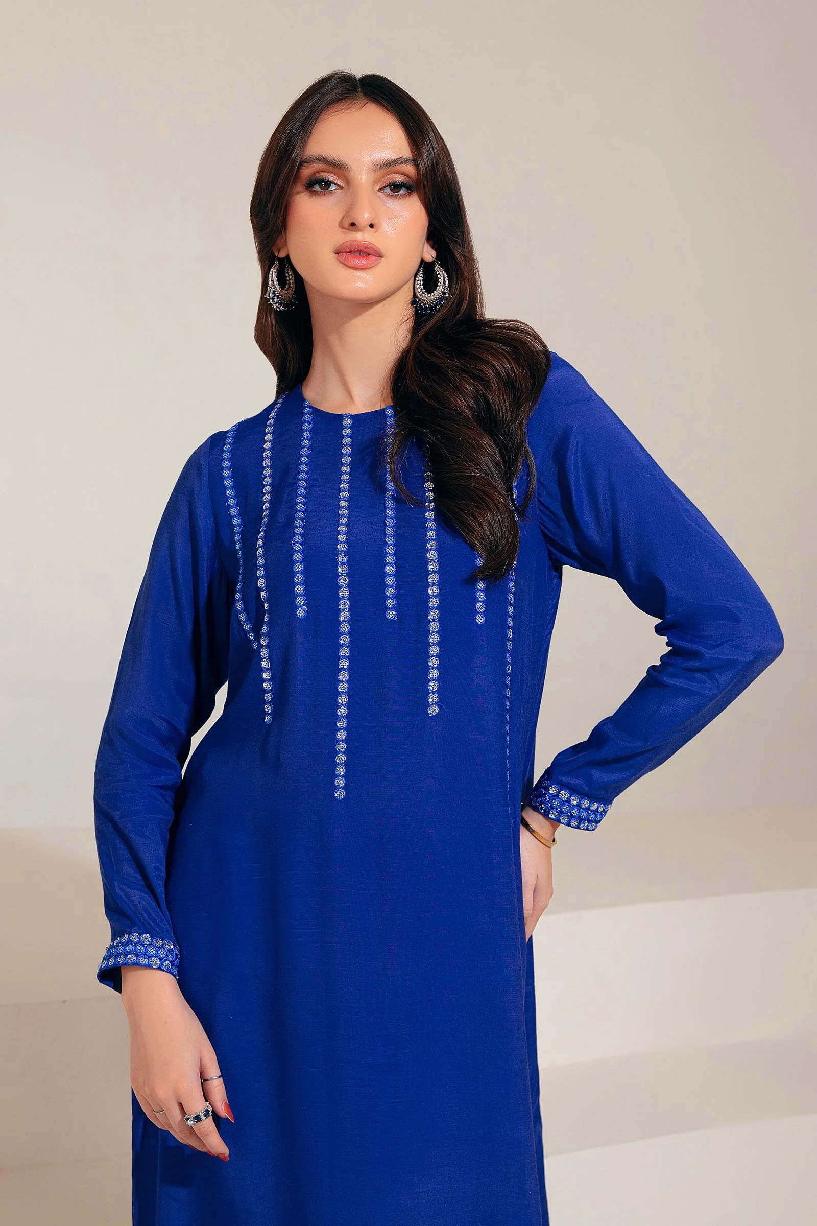 2 Pc Embroidered Raw Silk Suit | MB-F23-417 - Image 3