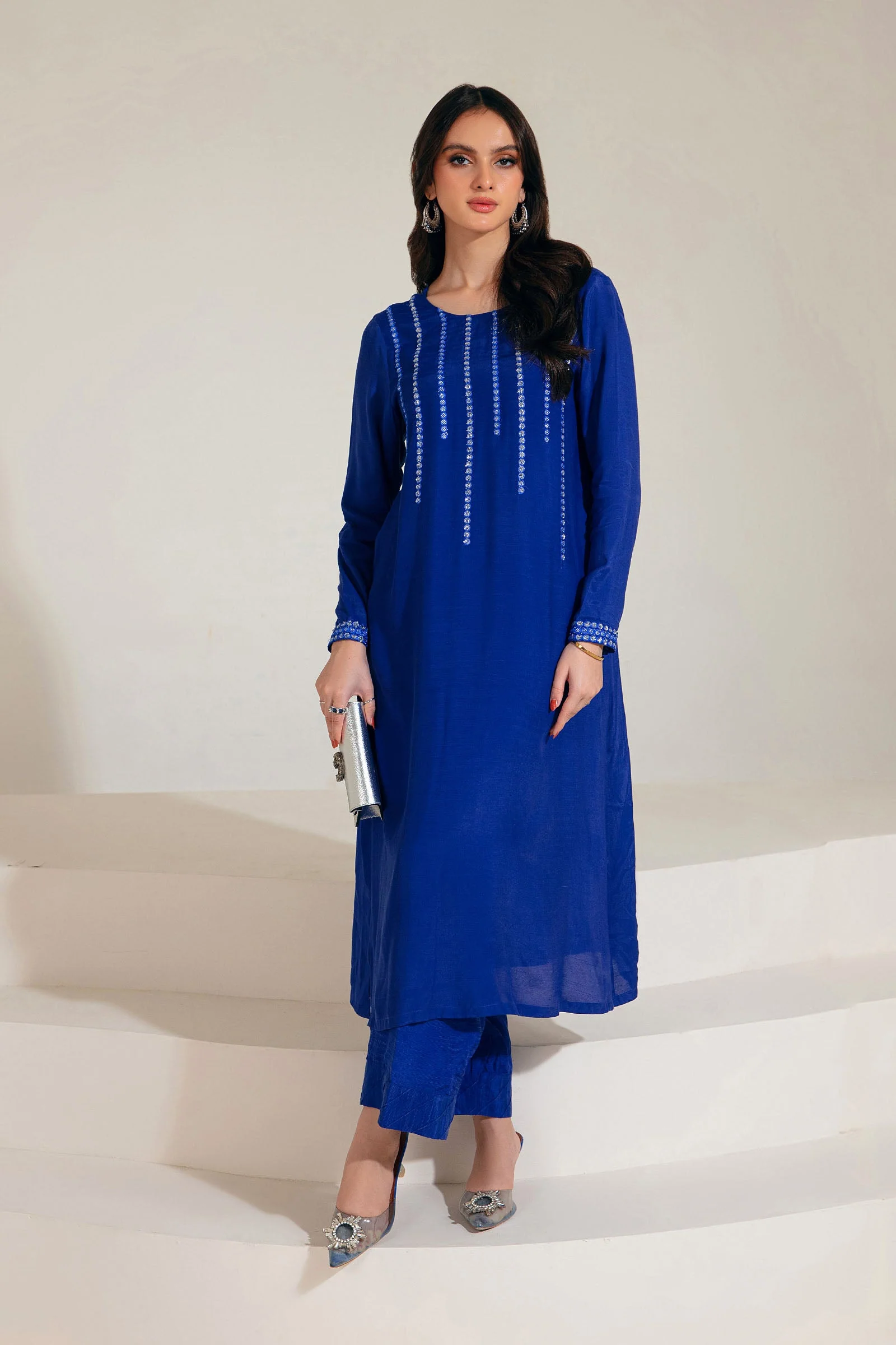 2 Pc Embroidered Raw Silk Suit | MB-F23-417 - Image 4