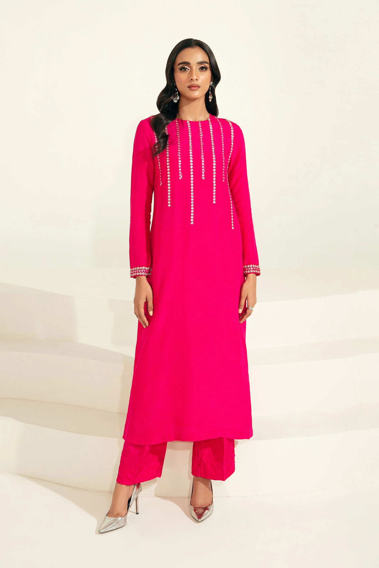 2 Pc Embroidered Raw Silk Suit | MB-F23-417