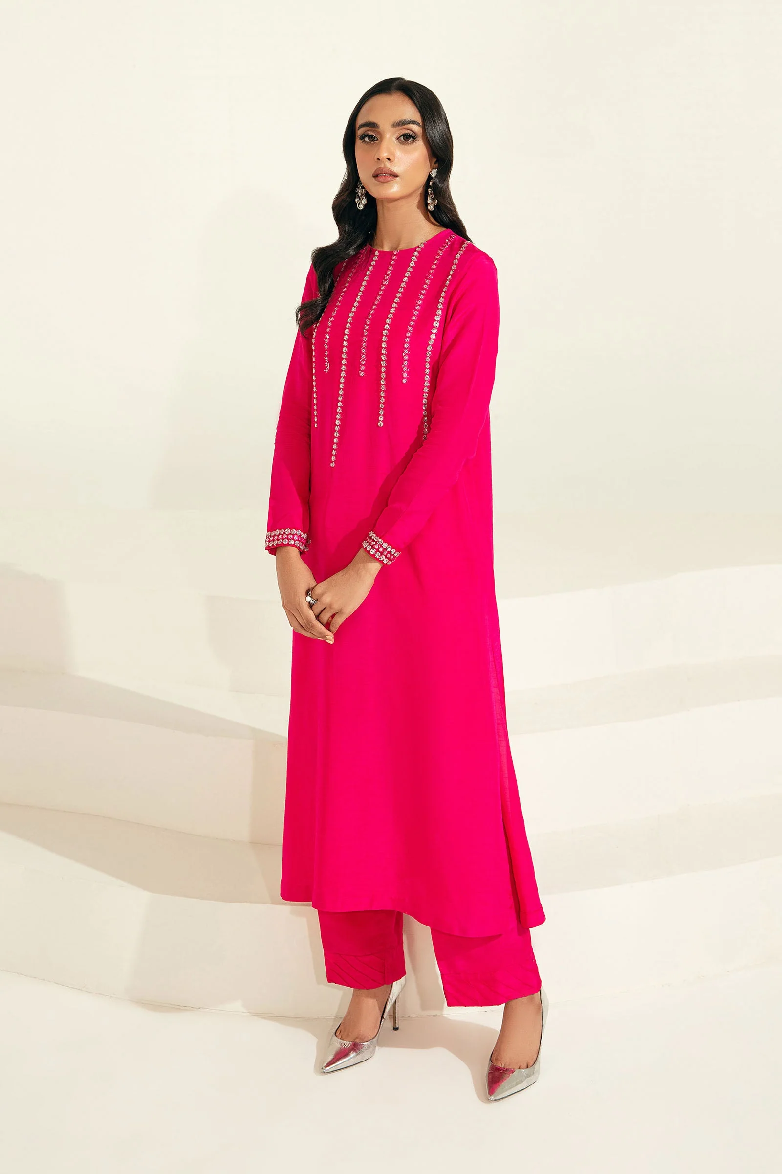 2 Pc Embroidered Raw Silk Suit | MB-F23-417 - Image 3