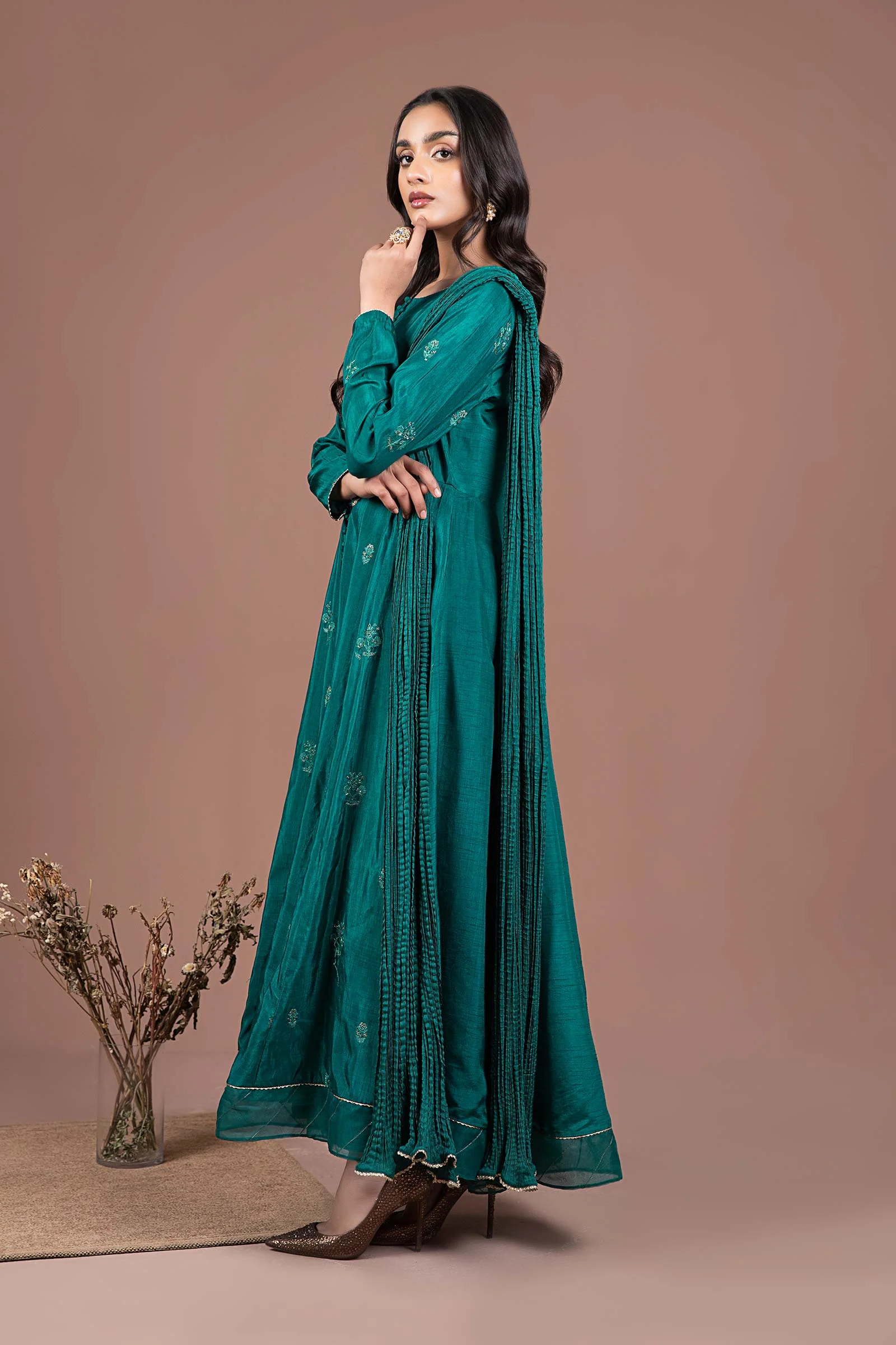 2 Pc Embroidered Raw Silk Suit - Image 4