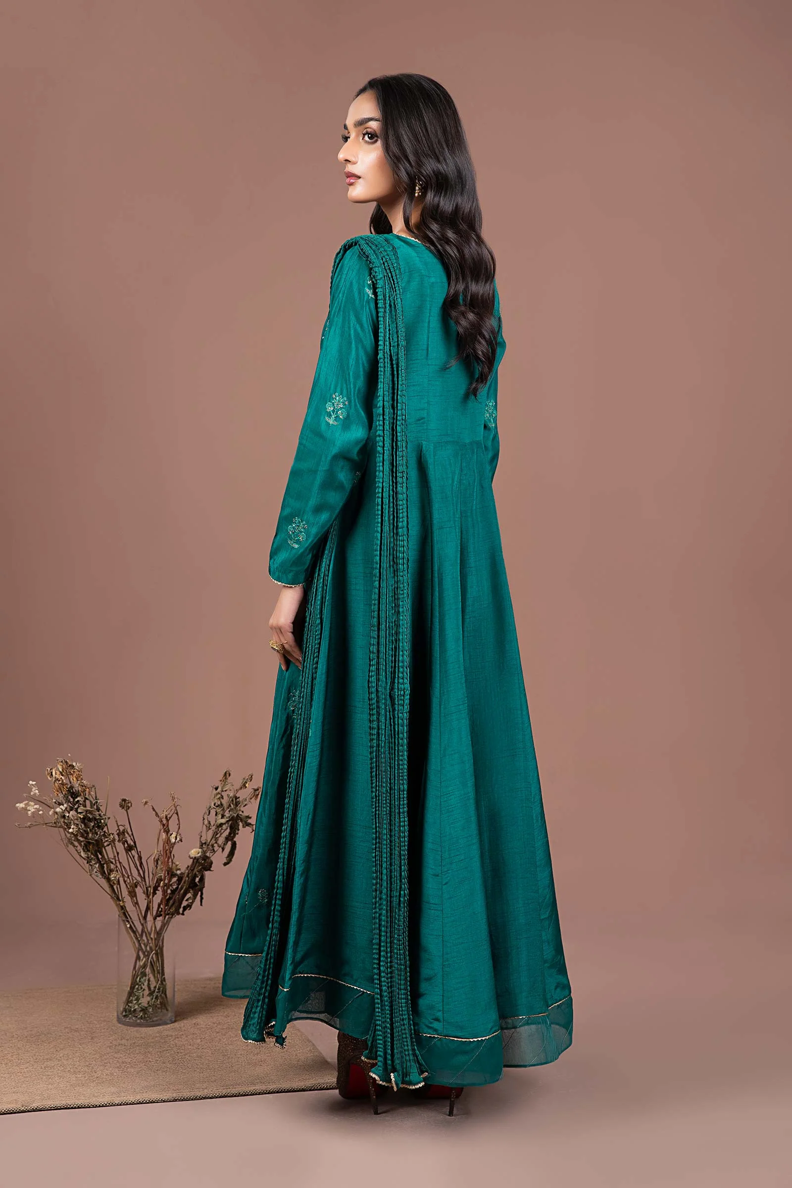 2 Pc Embroidered Raw Silk Suit - Image 5
