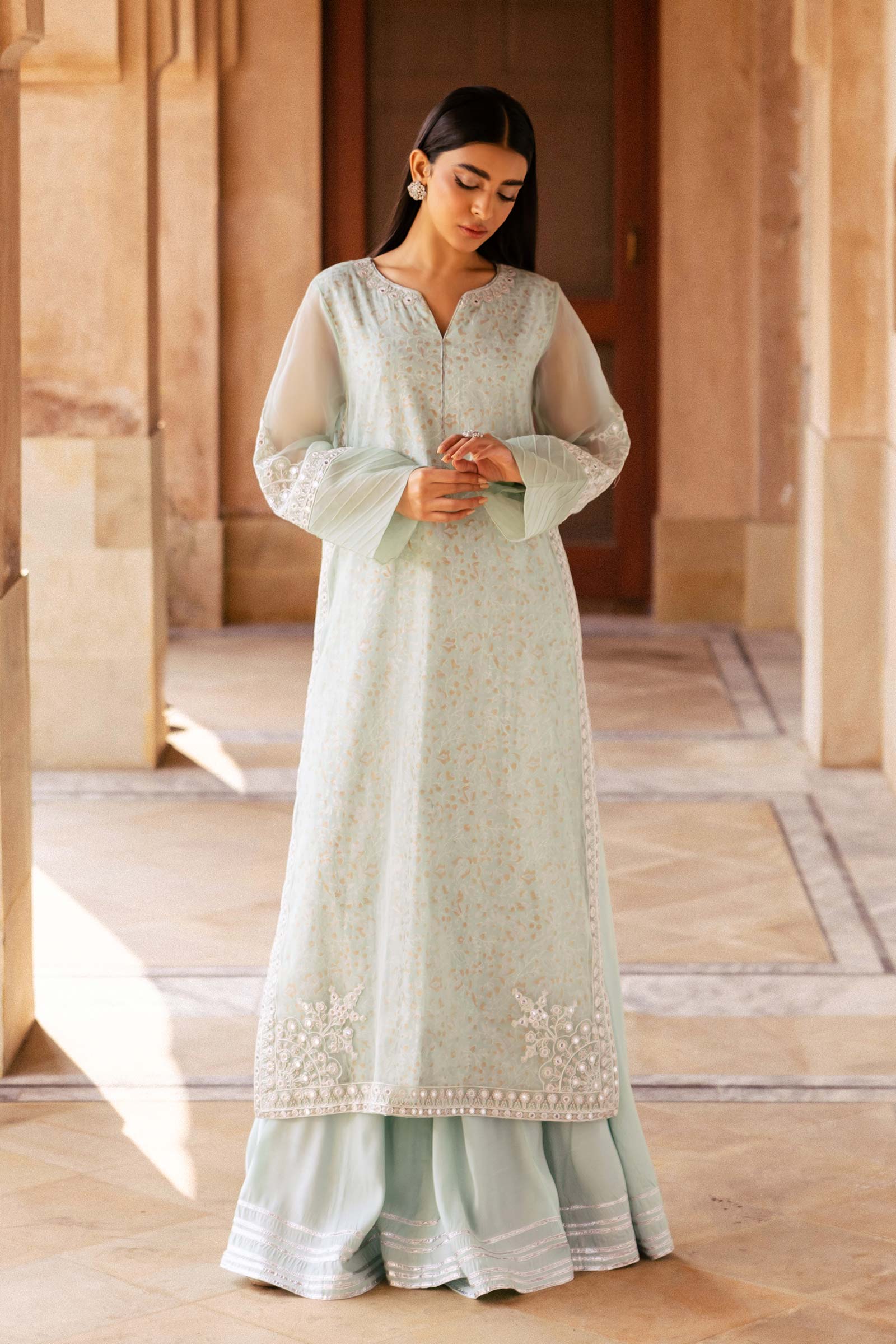 2 Pc Embroidered Organza Suit