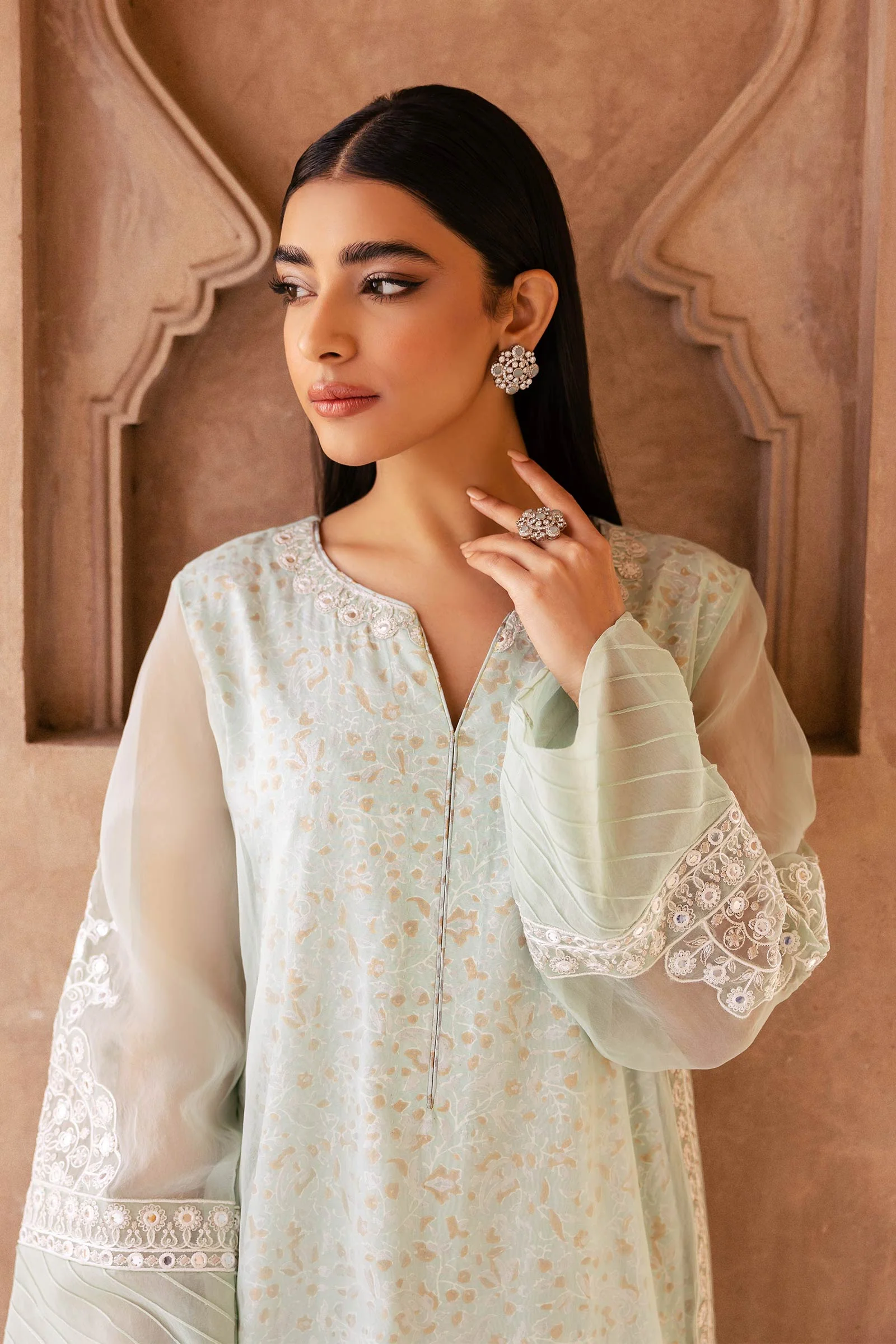 2 Pc Embroidered Organza Suit - Image 2