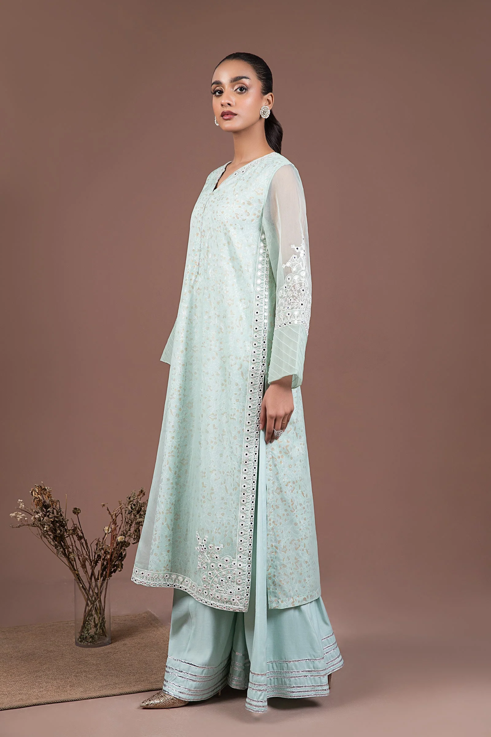2 Pc Embroidered Organza Suit - Image 5