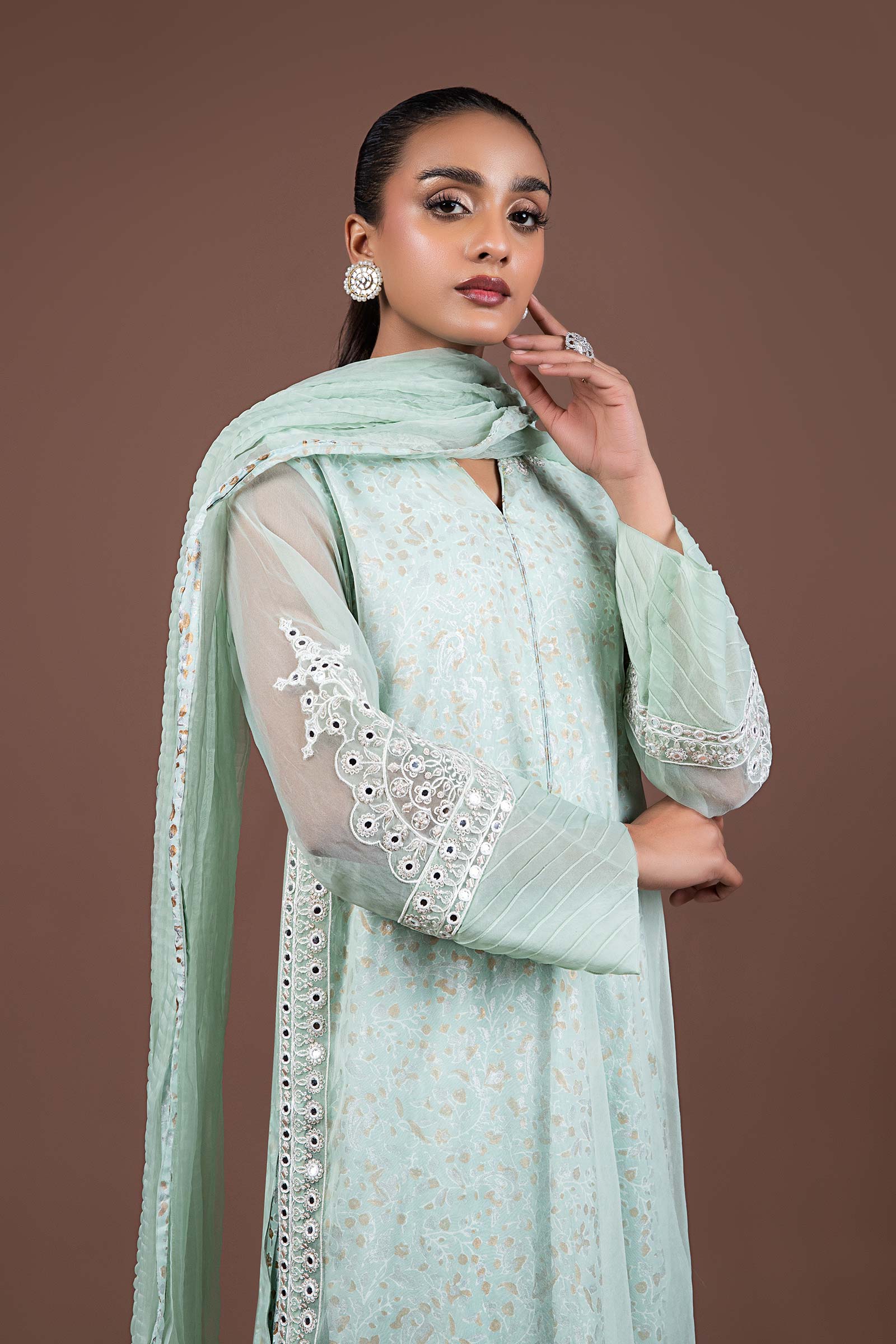 2 Pc Embroidered Organza Suit - Image 7