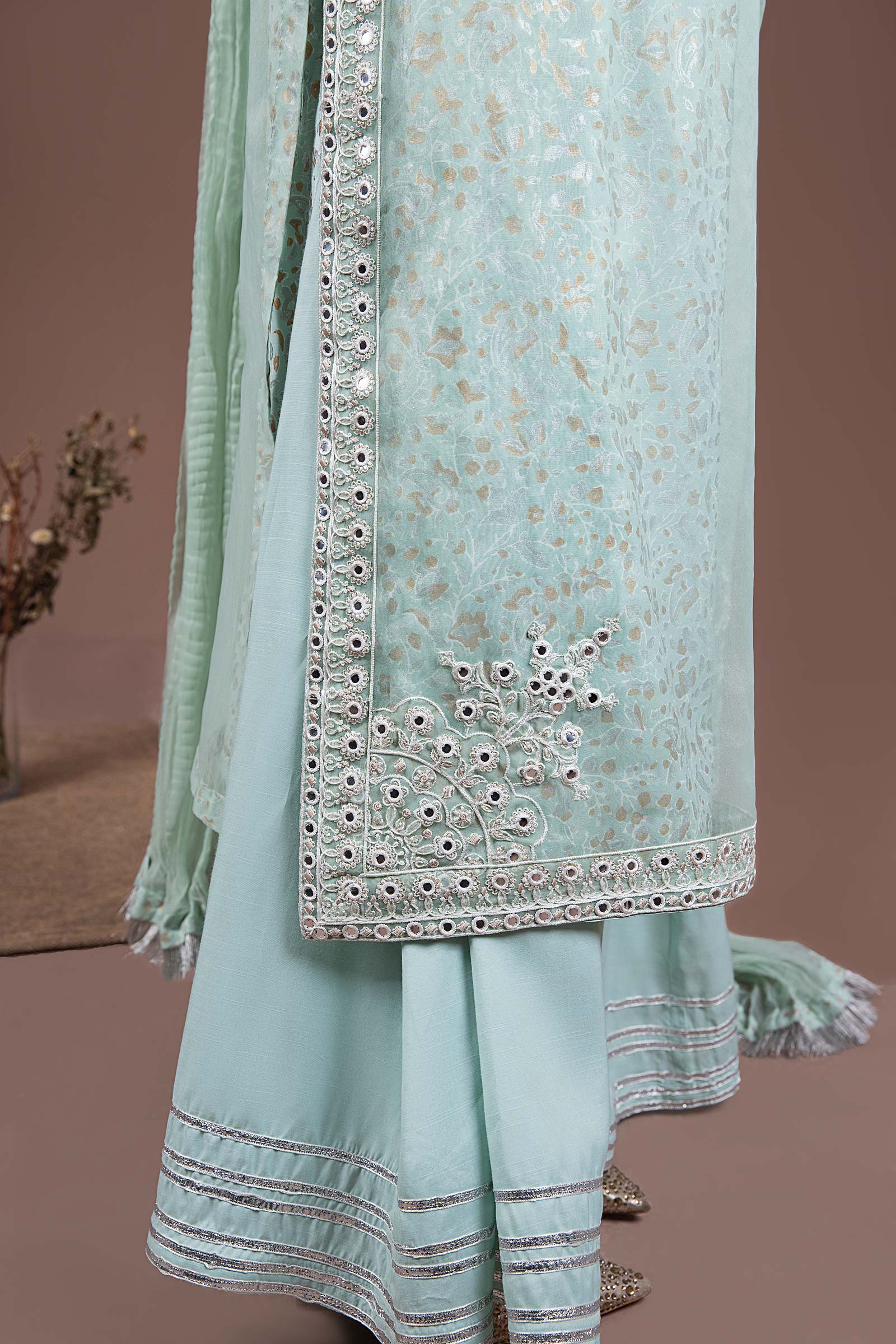 2 Pc Embroidered Organza Suit - Image 8
