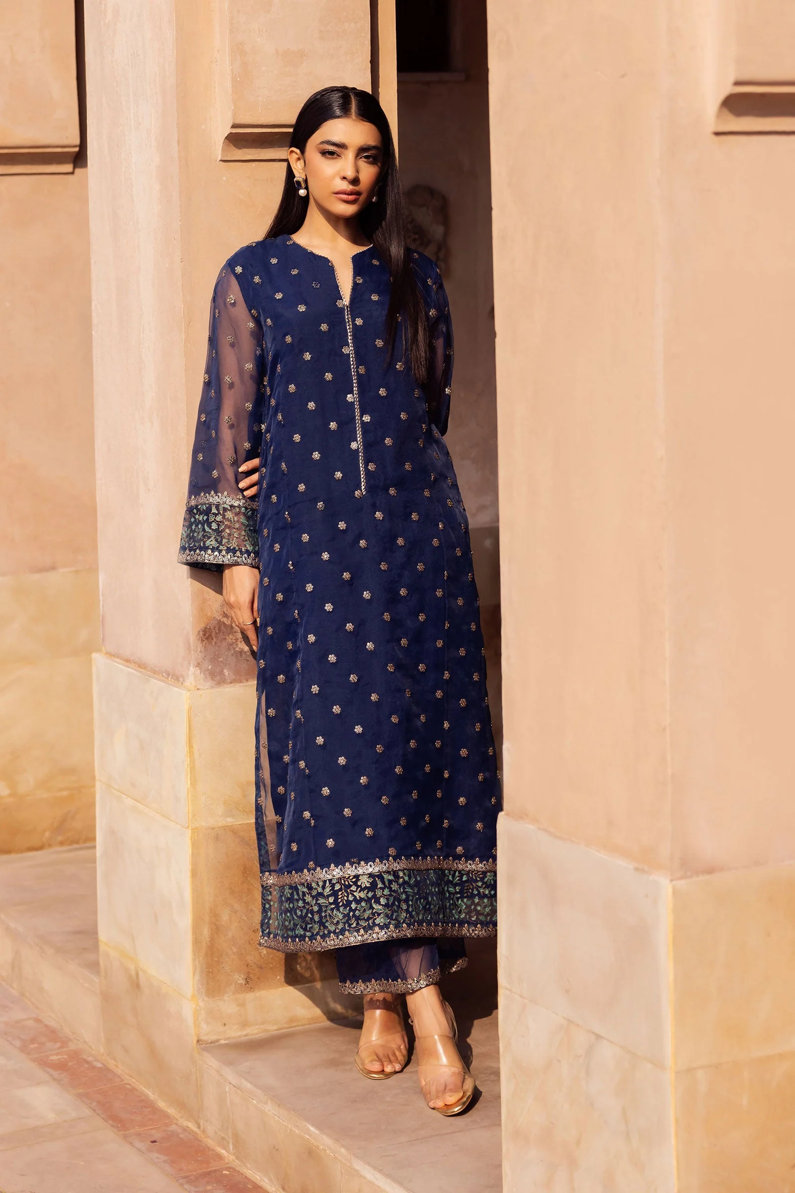 2 Pc Embroidered Organza Suit