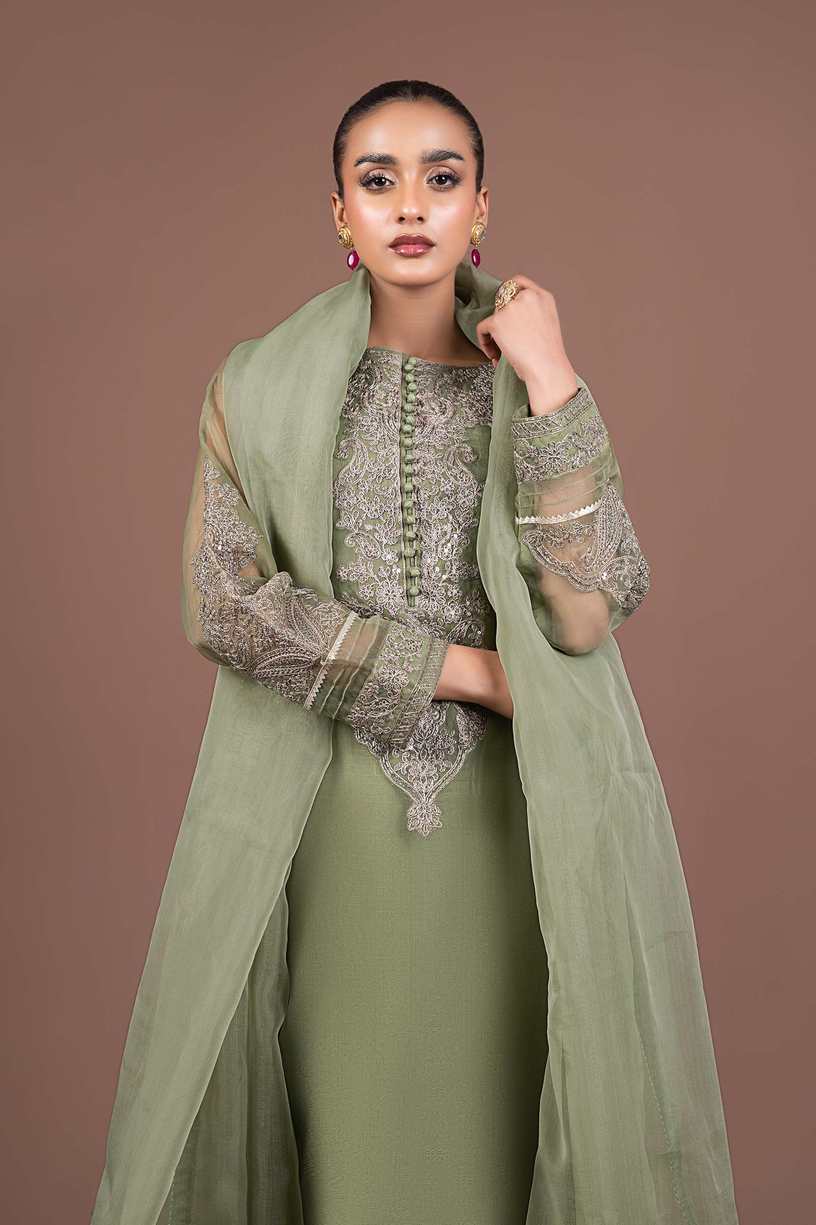 2 Piece Embroidered Organza Suit - Image 2