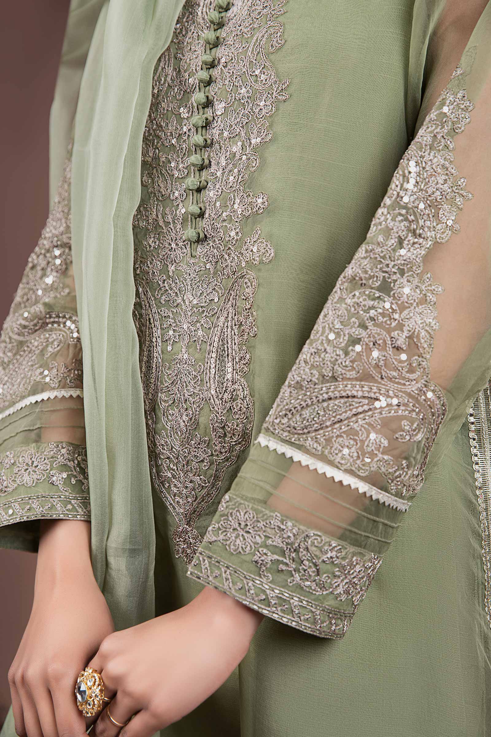 2 Piece Embroidered Organza Suit - Image 3