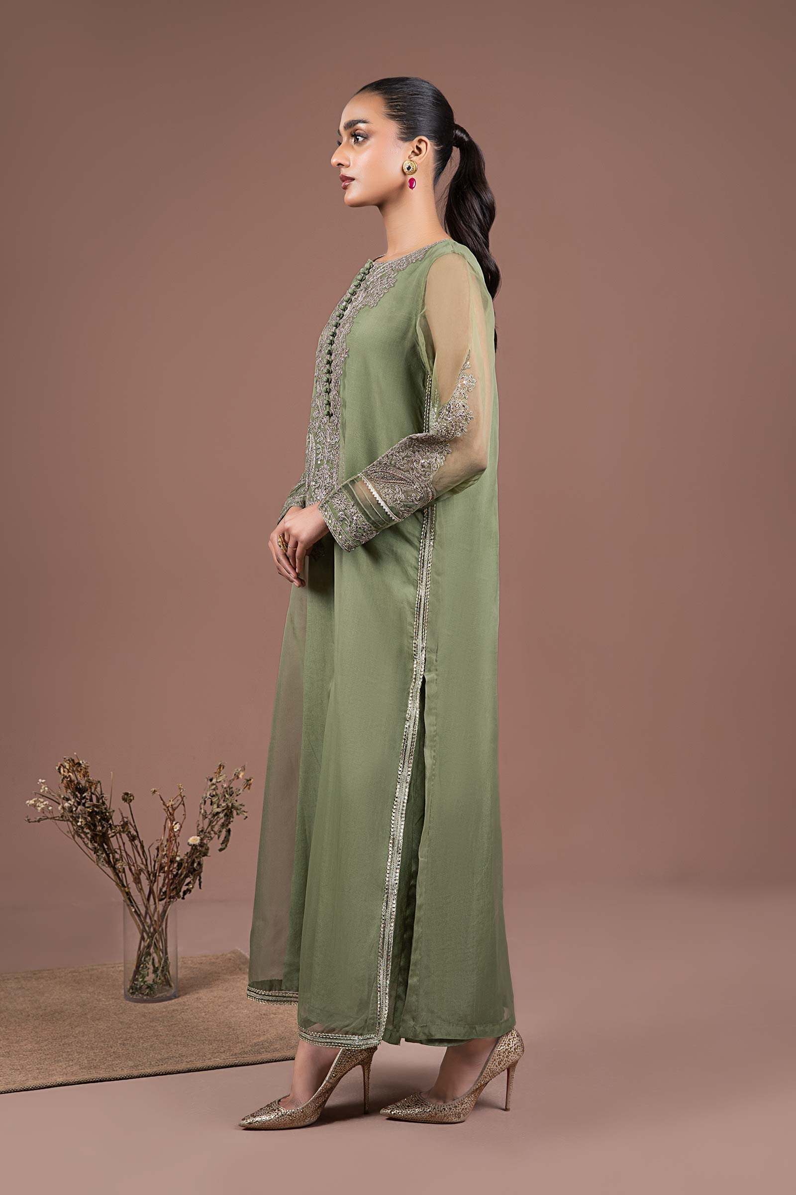 2 Piece Embroidered Organza Suit - Image 4