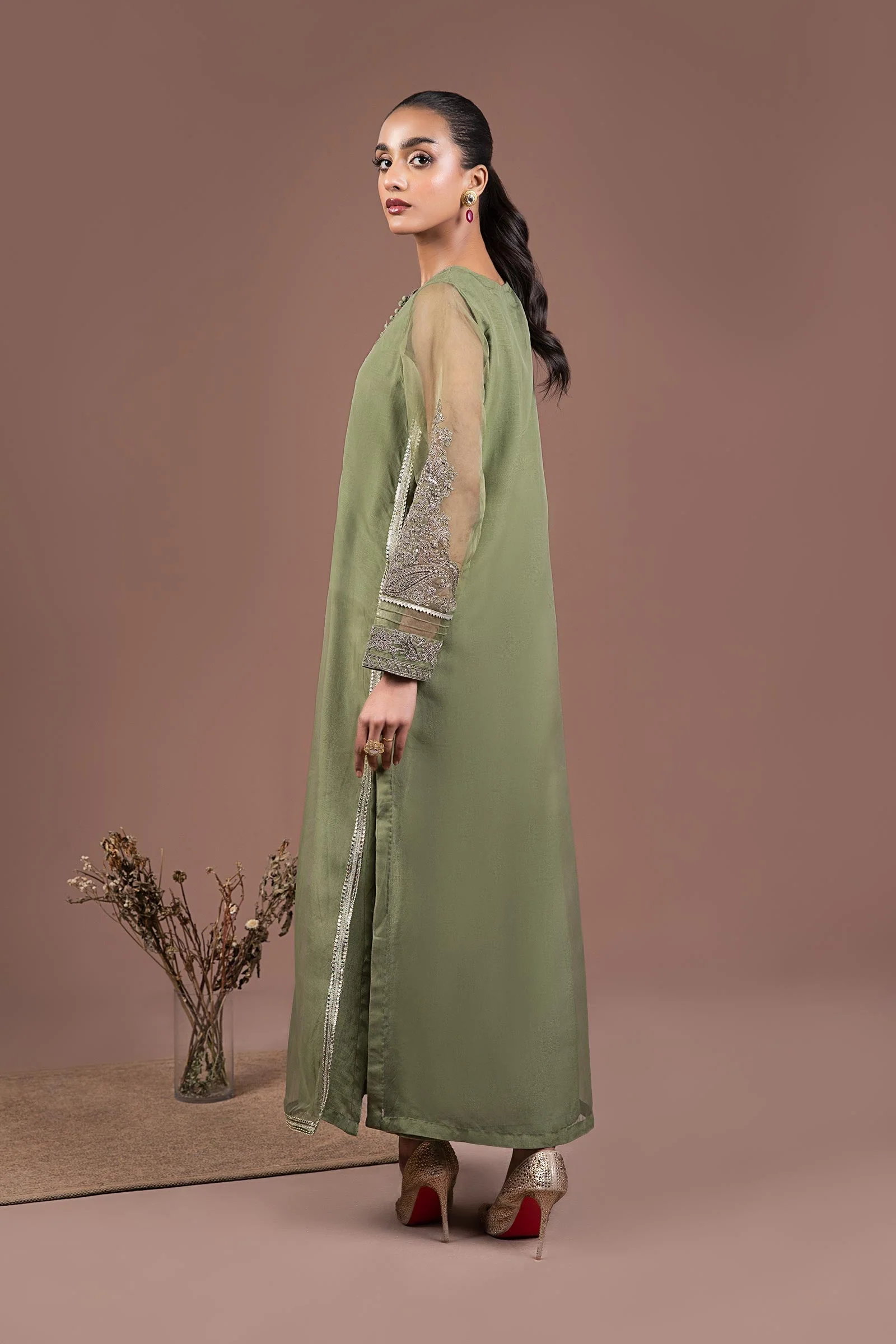 2 Piece Embroidered Organza Suit - Image 5