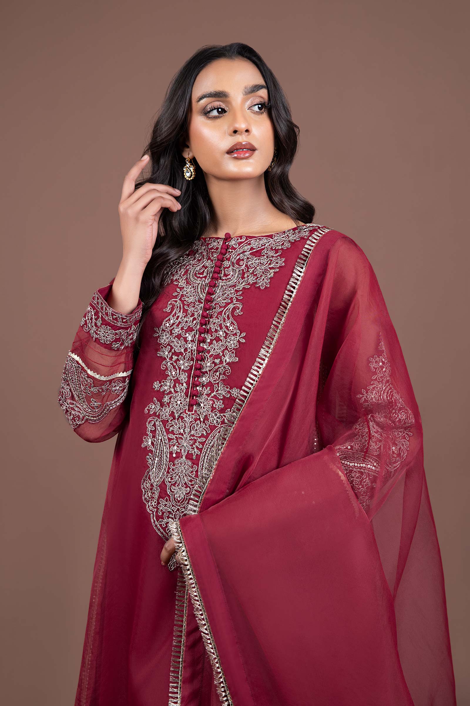 2 Pc Embroidered Organza Suit - Image 2