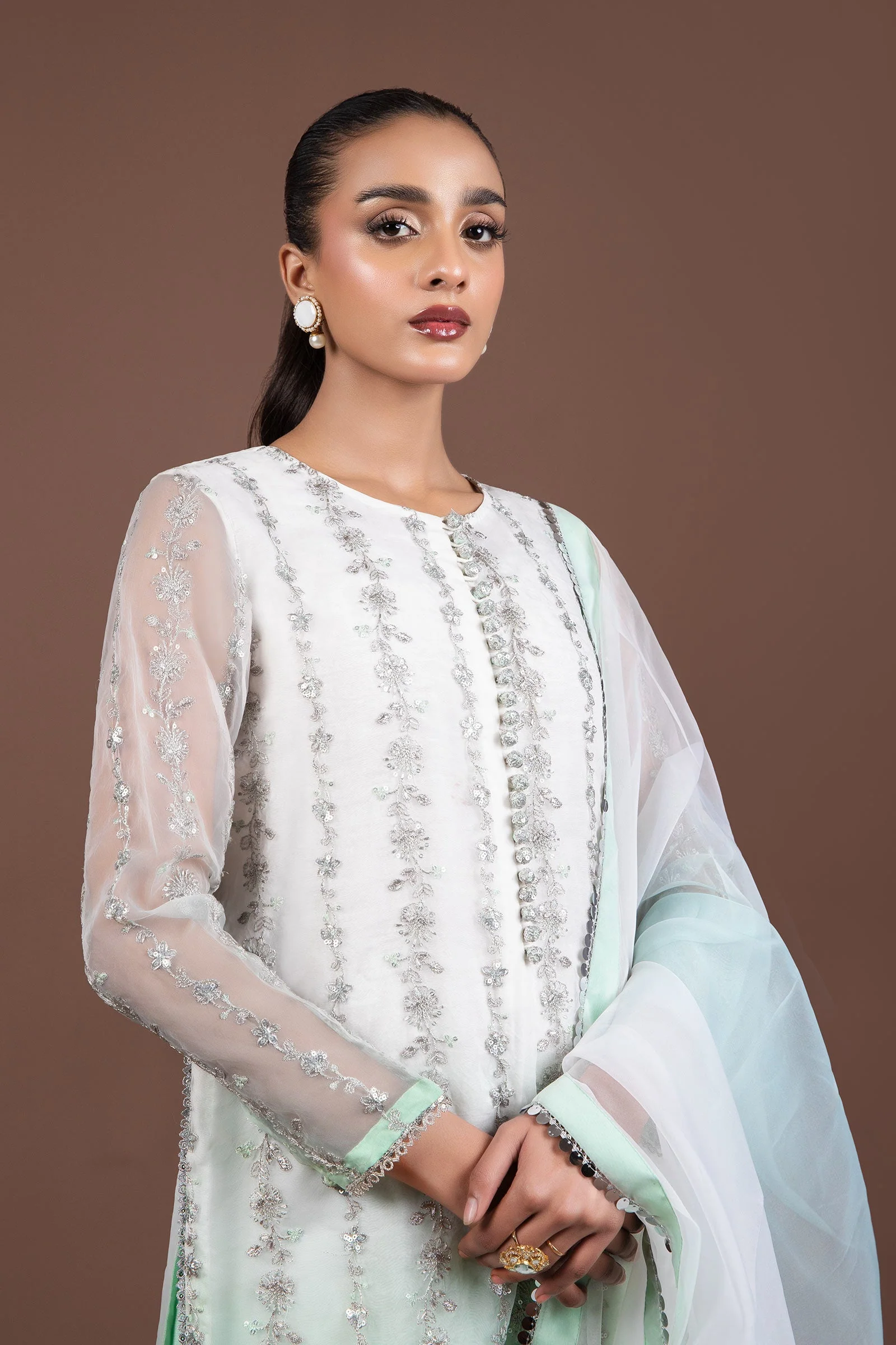 2 Piece Embroidered Organza Suit - Image 2