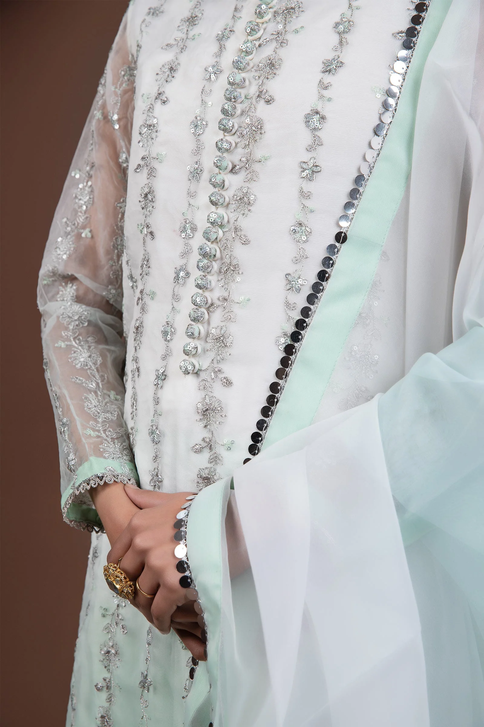 2 Piece Embroidered Organza Suit - Image 3