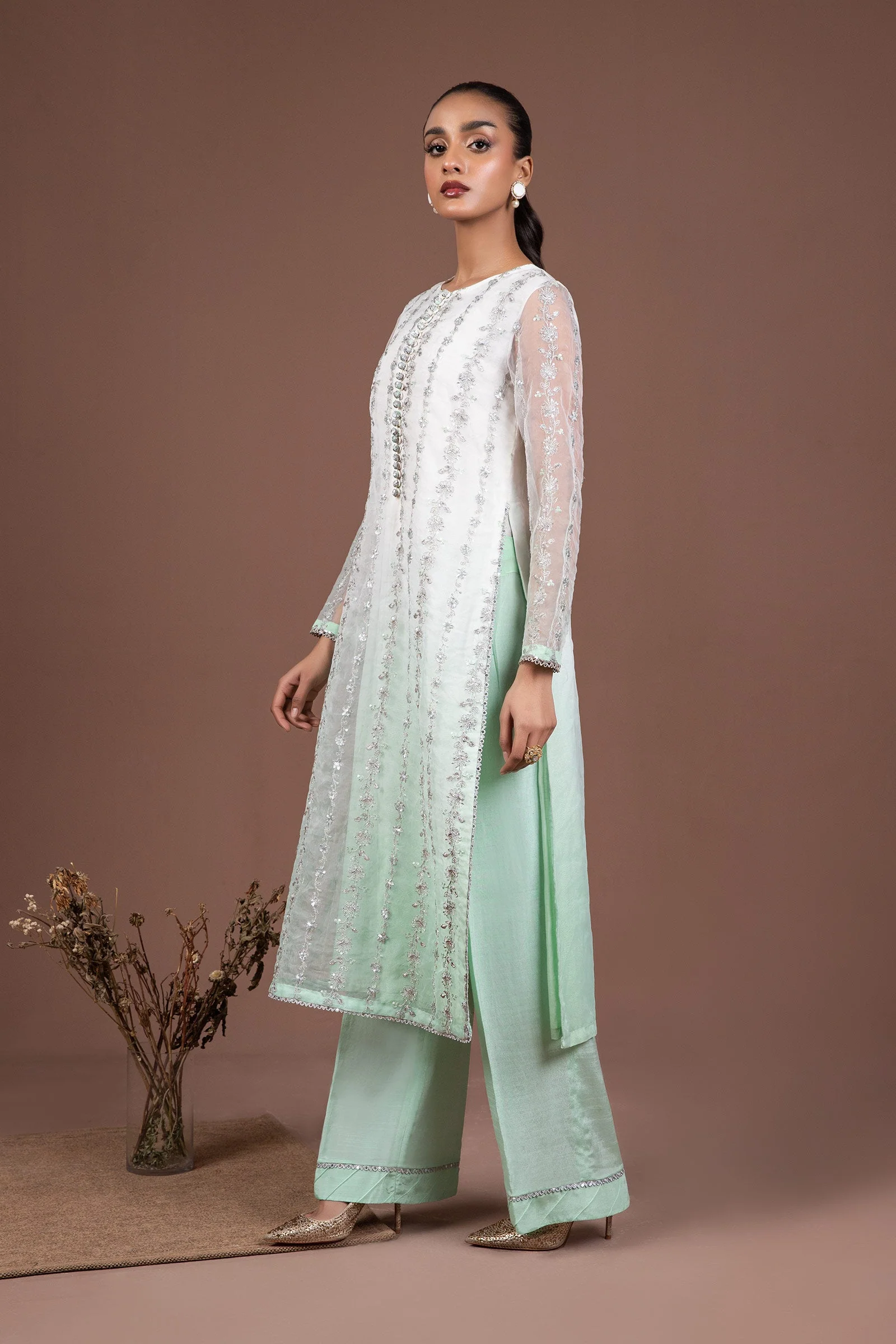 2 Piece Embroidered Organza Suit - Image 4