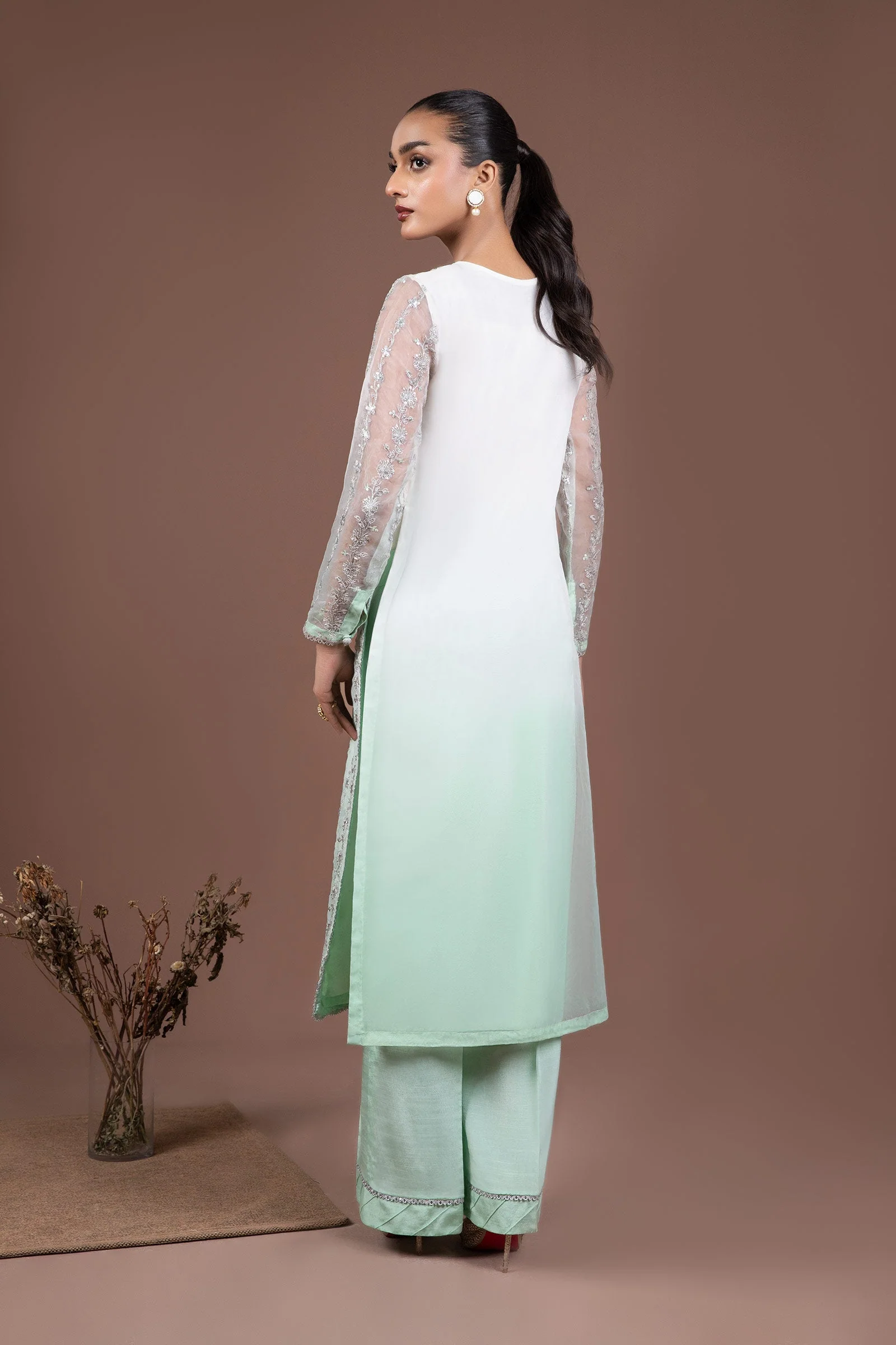 2 Piece Embroidered Organza Suit - Image 5
