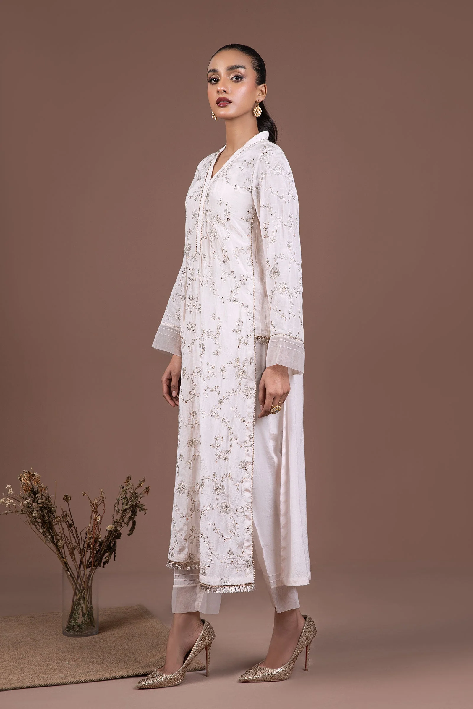 2 Pc Embroidered Raw Silk Suit - Image 4