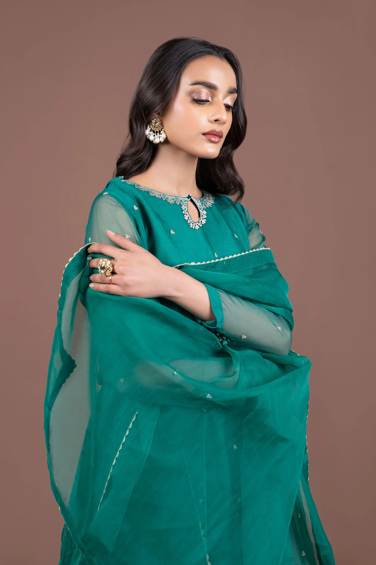 2 Piece Embroidered Organza Suit - Image 2