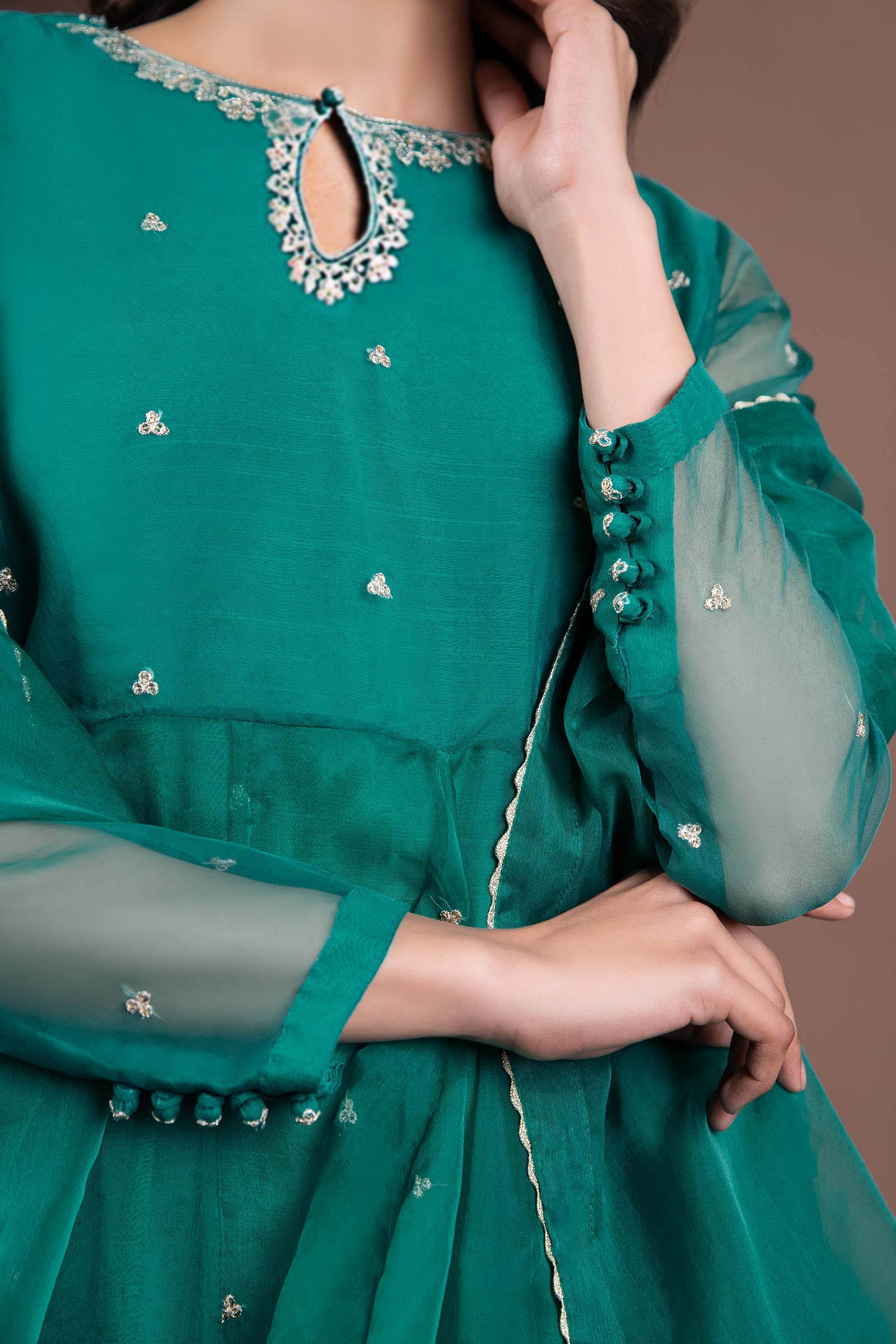2 Piece Embroidered Organza Suit - Image 3