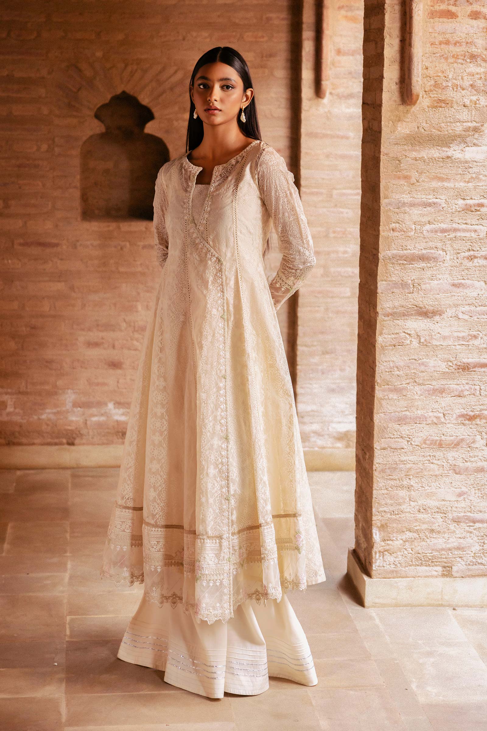 Embroidered Organza Pishwas