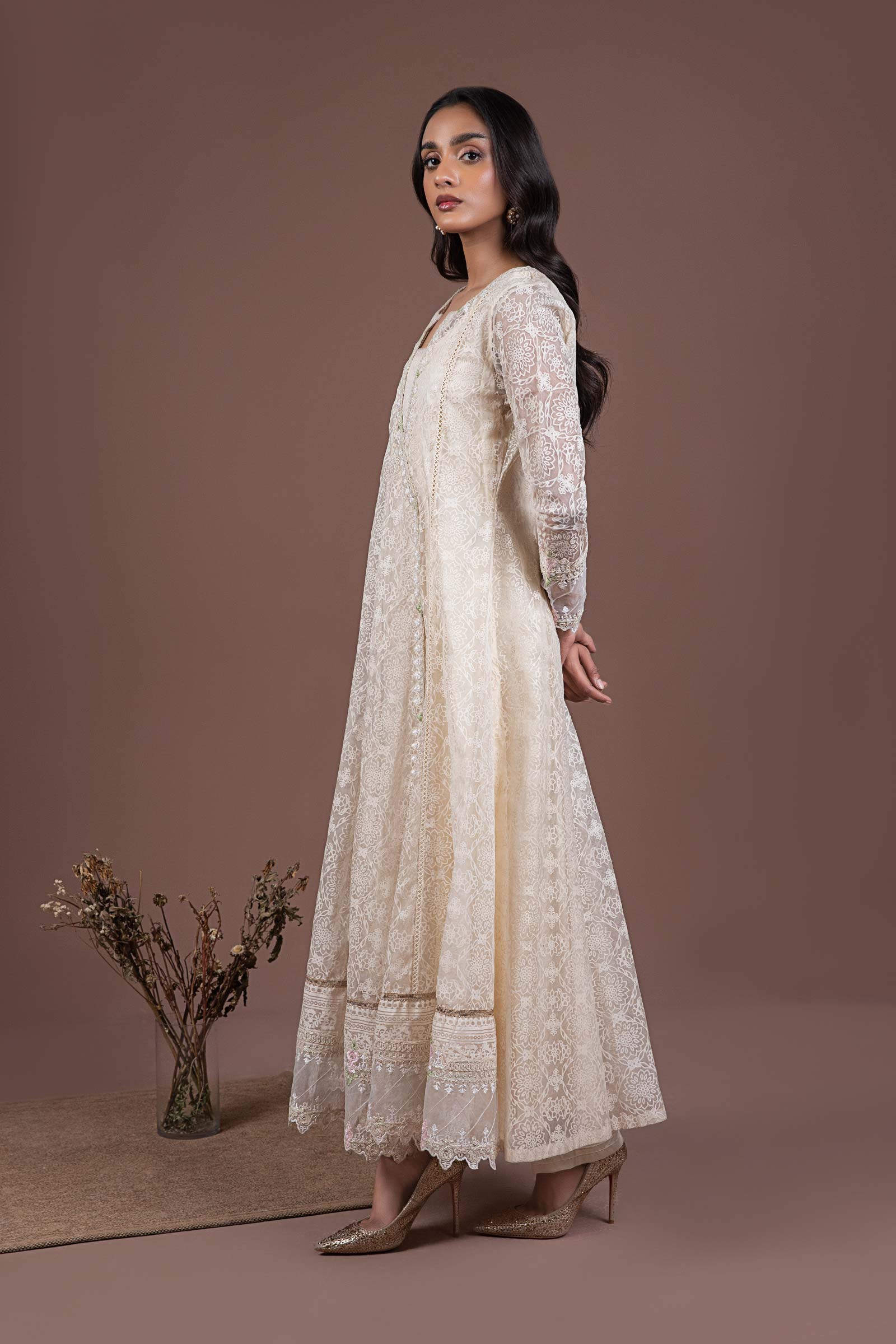 Embroidered Organza Pishwas - Image 8