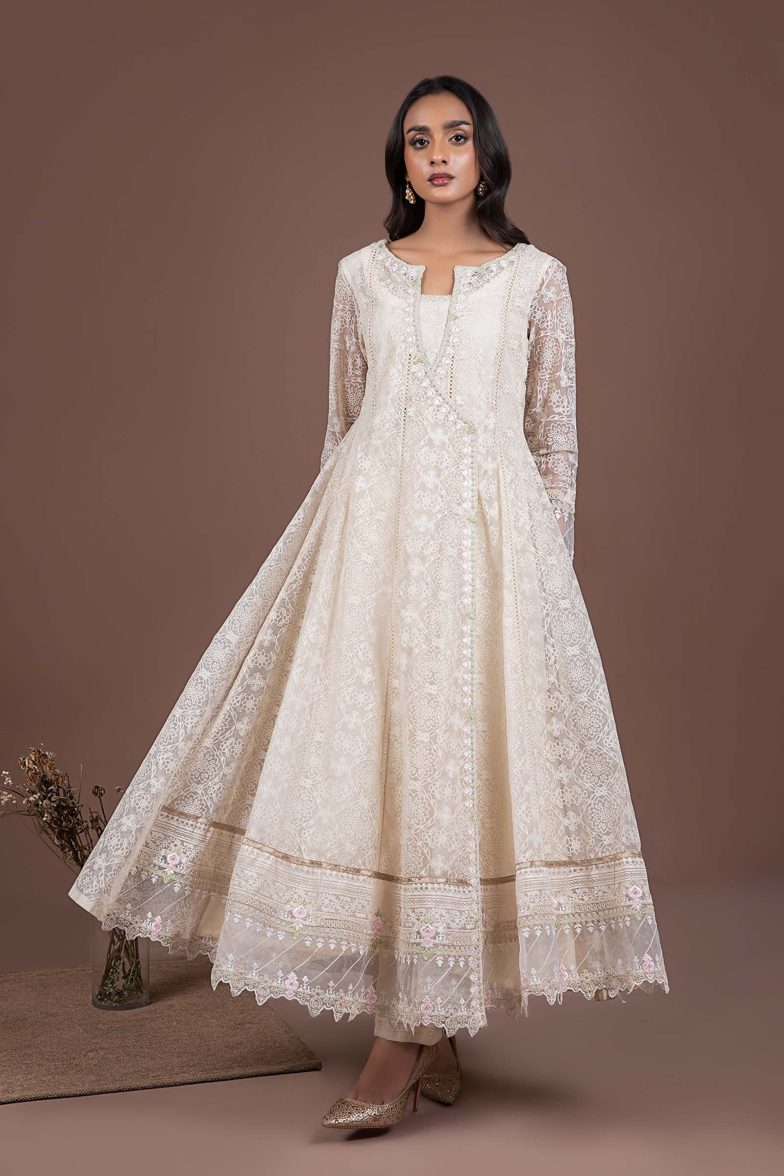 Embroidered Organza Pishwas - Image 9